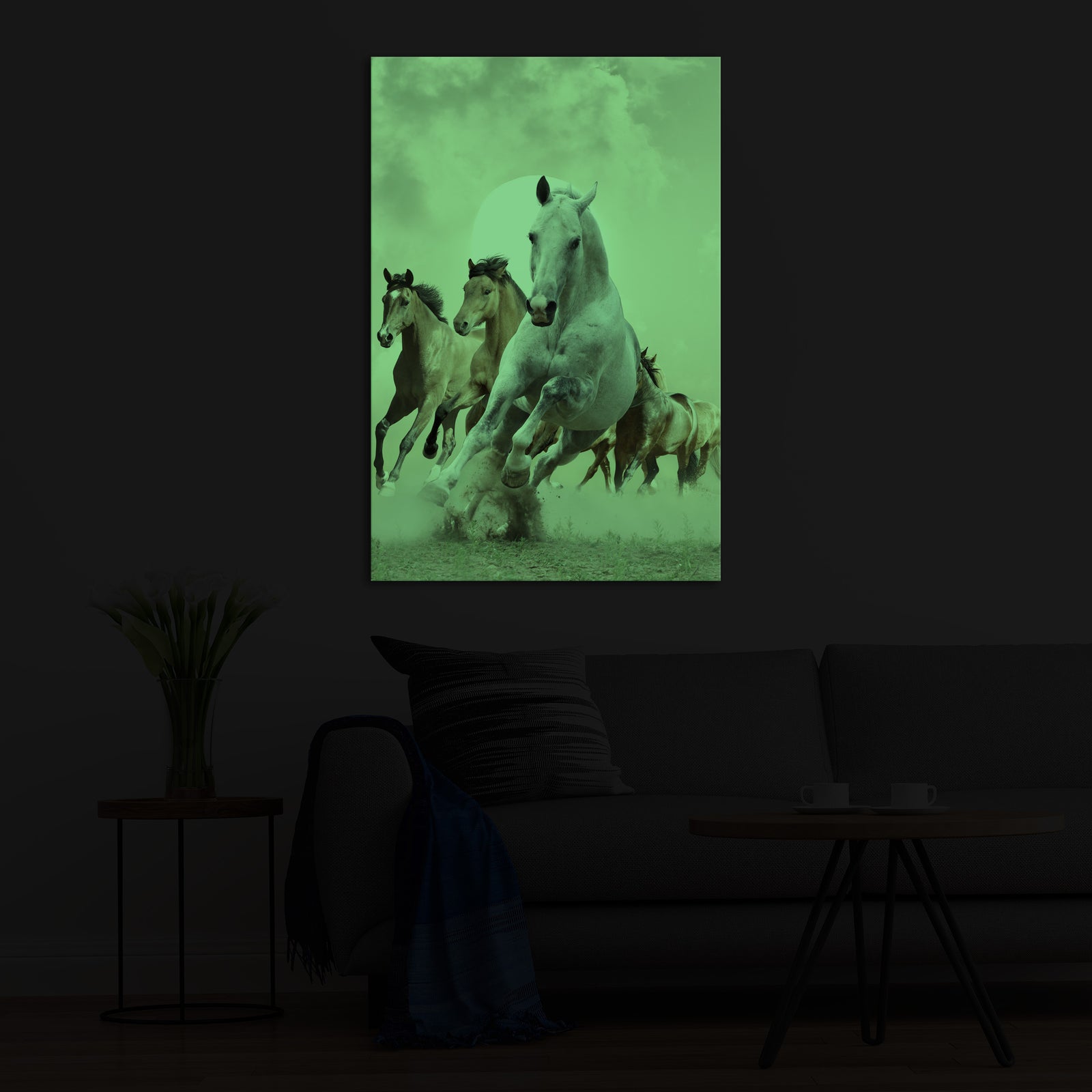 Animals No. 002, glowing in a room at night