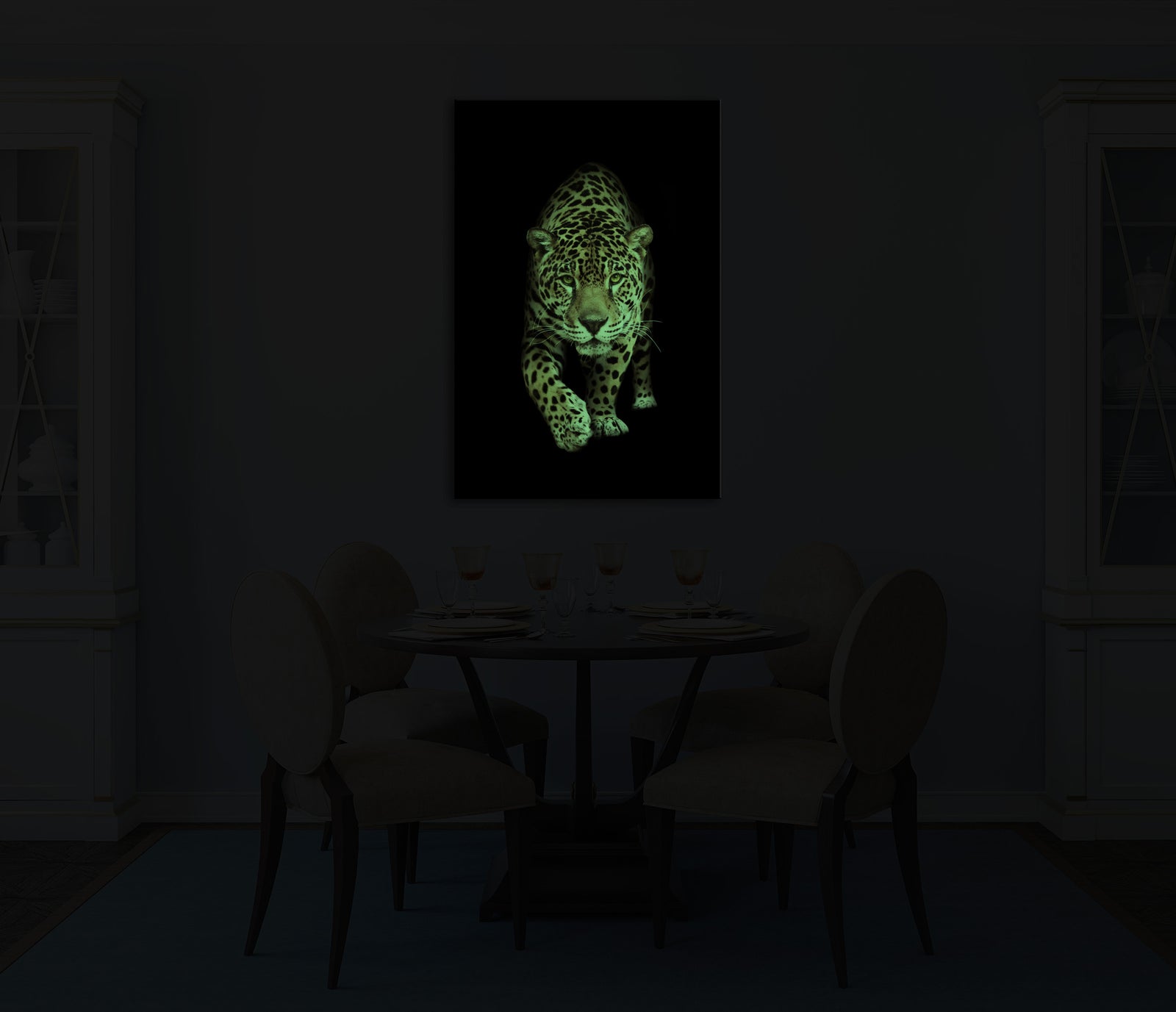 Animals No. 003, glowing in a room at night