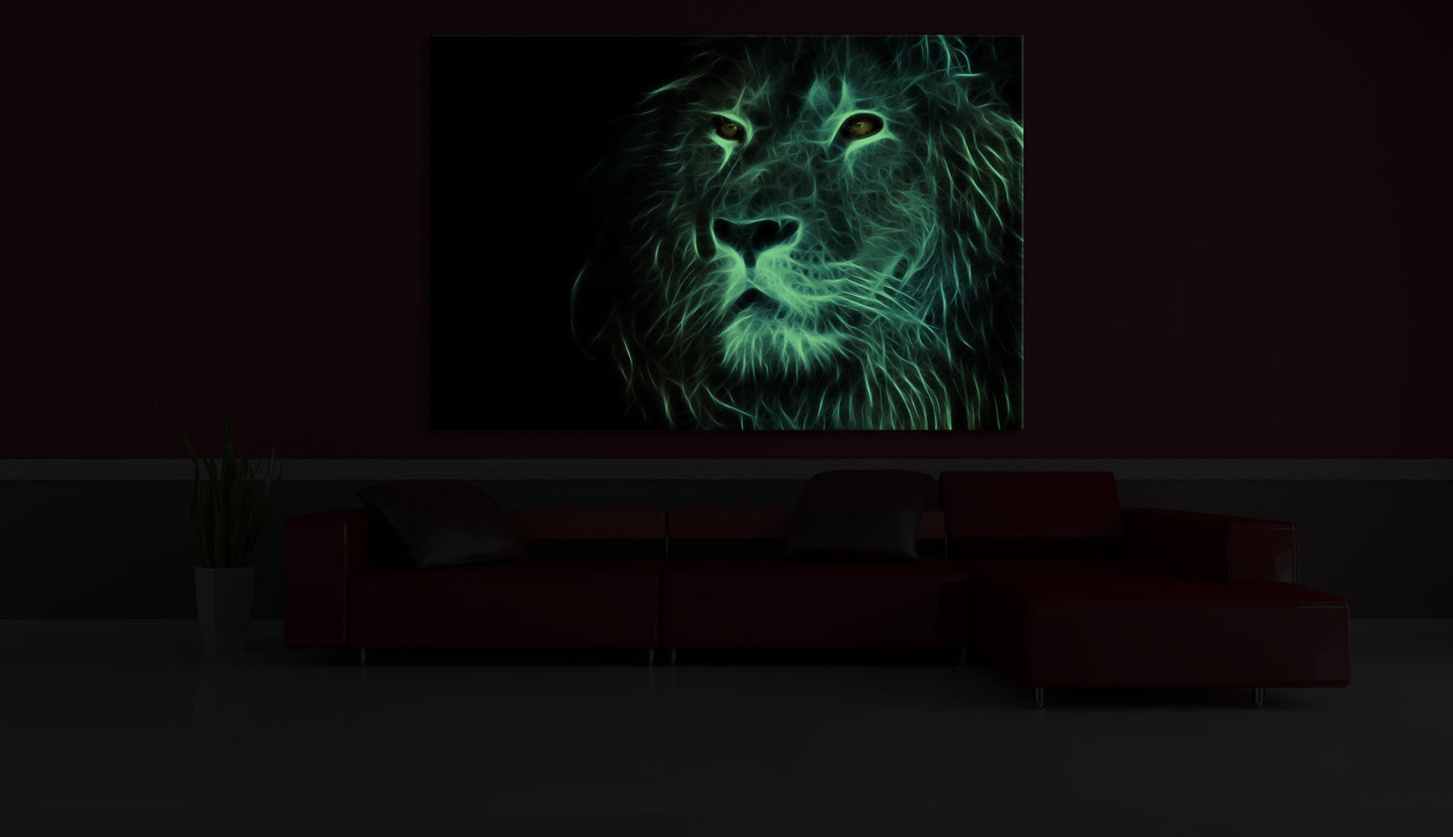 Animals No. 004, glowing in a room at night