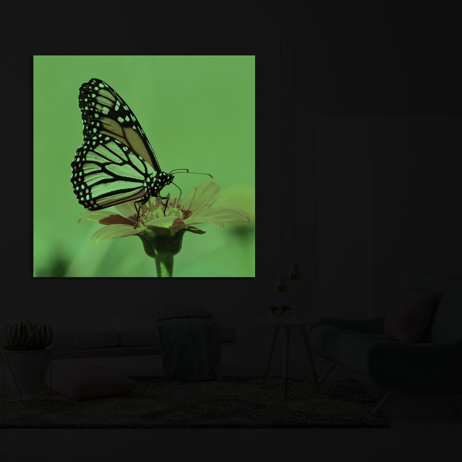 Animals No. 005, glowing in a room at night