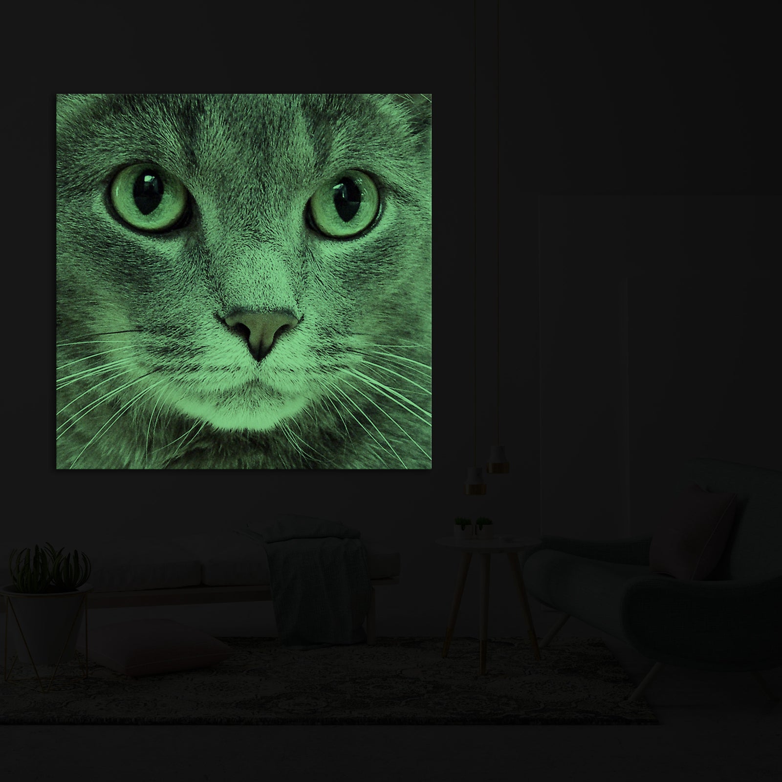 Animals No. 008, glowing in a room at night