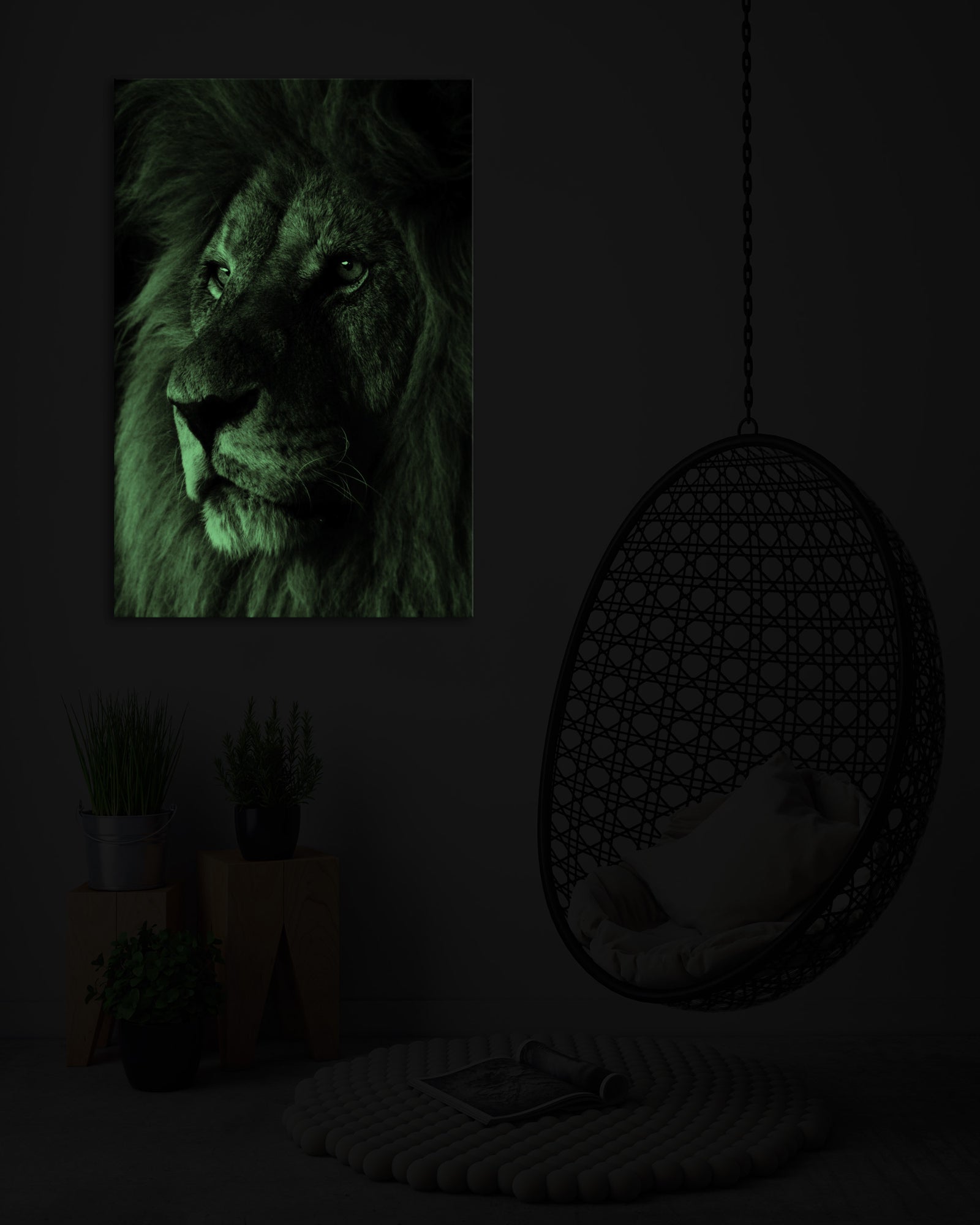 Animals No. 010, glowing in a room at night