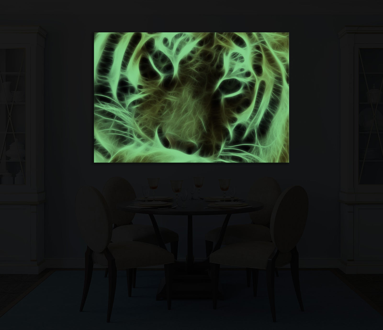 Animals No. 013, glowing in a room at night