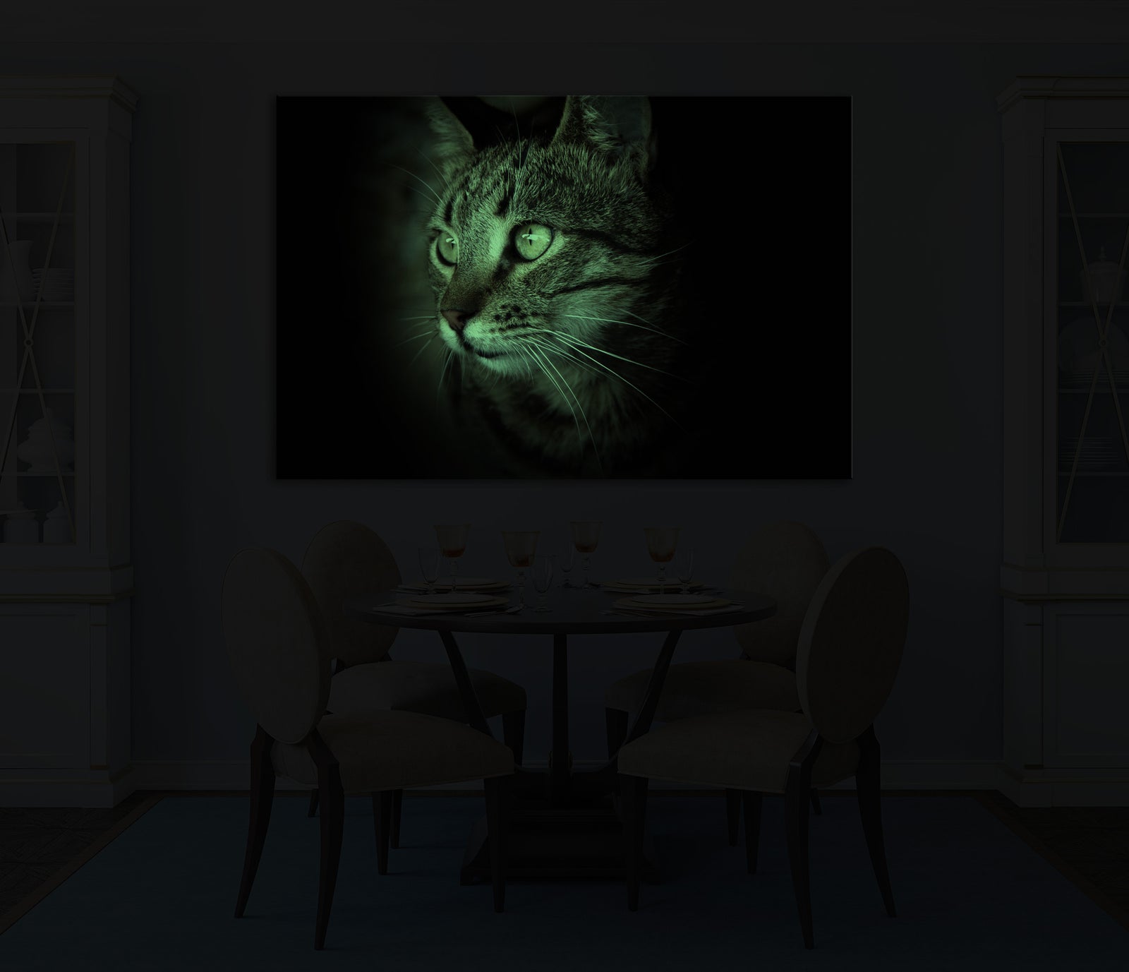 Animals No. 015, glowing in a room at night