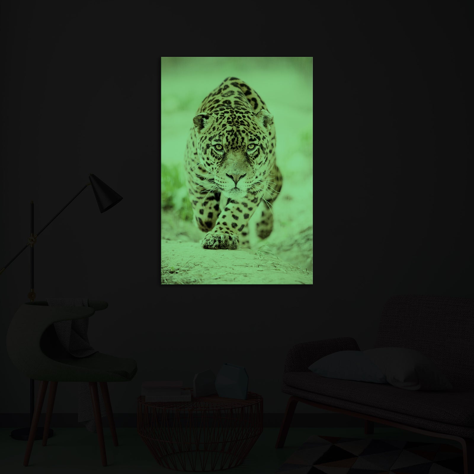 Animals No. 016, glowing in a room at night