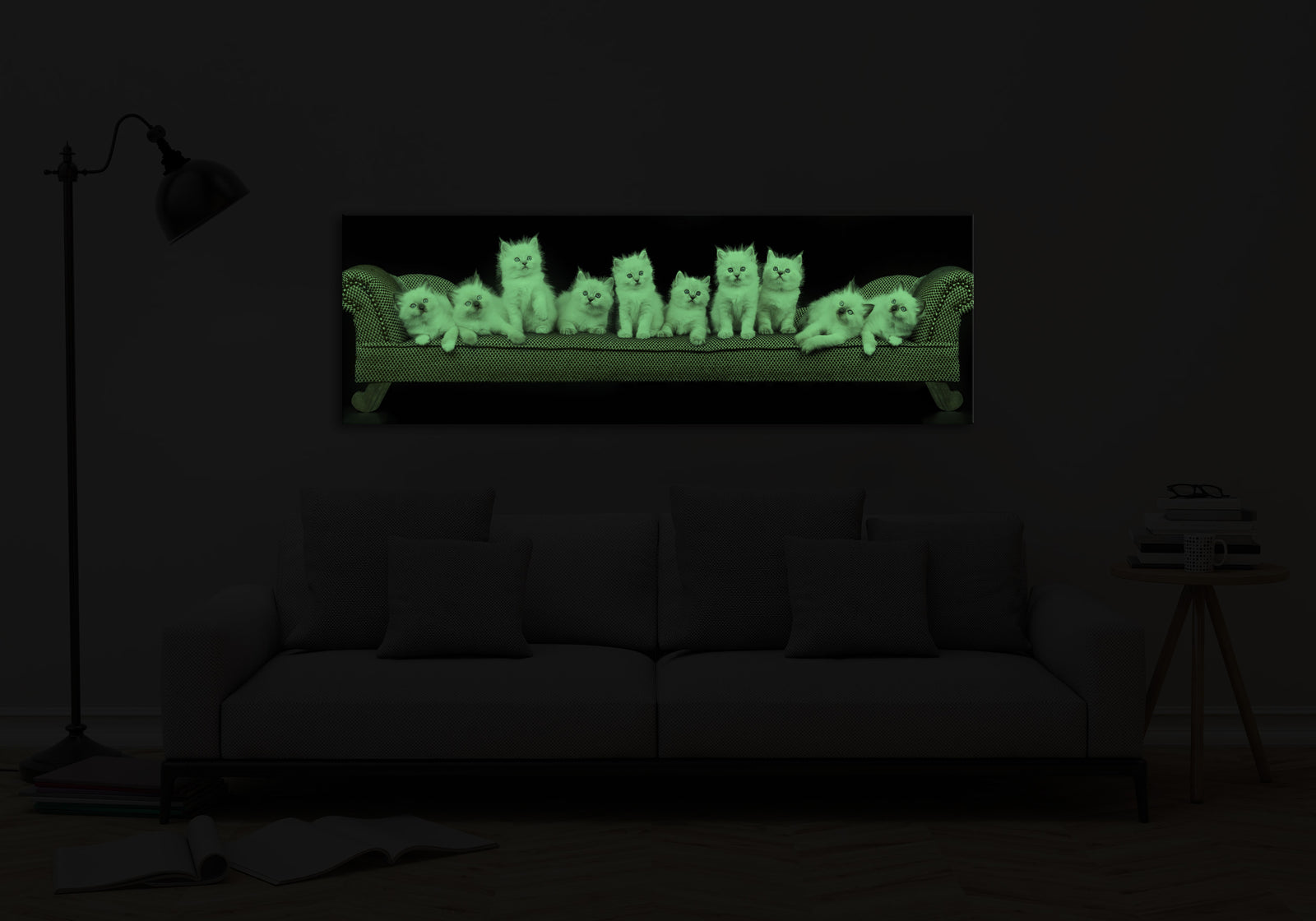 Animals No. 020, glowing in a room at night