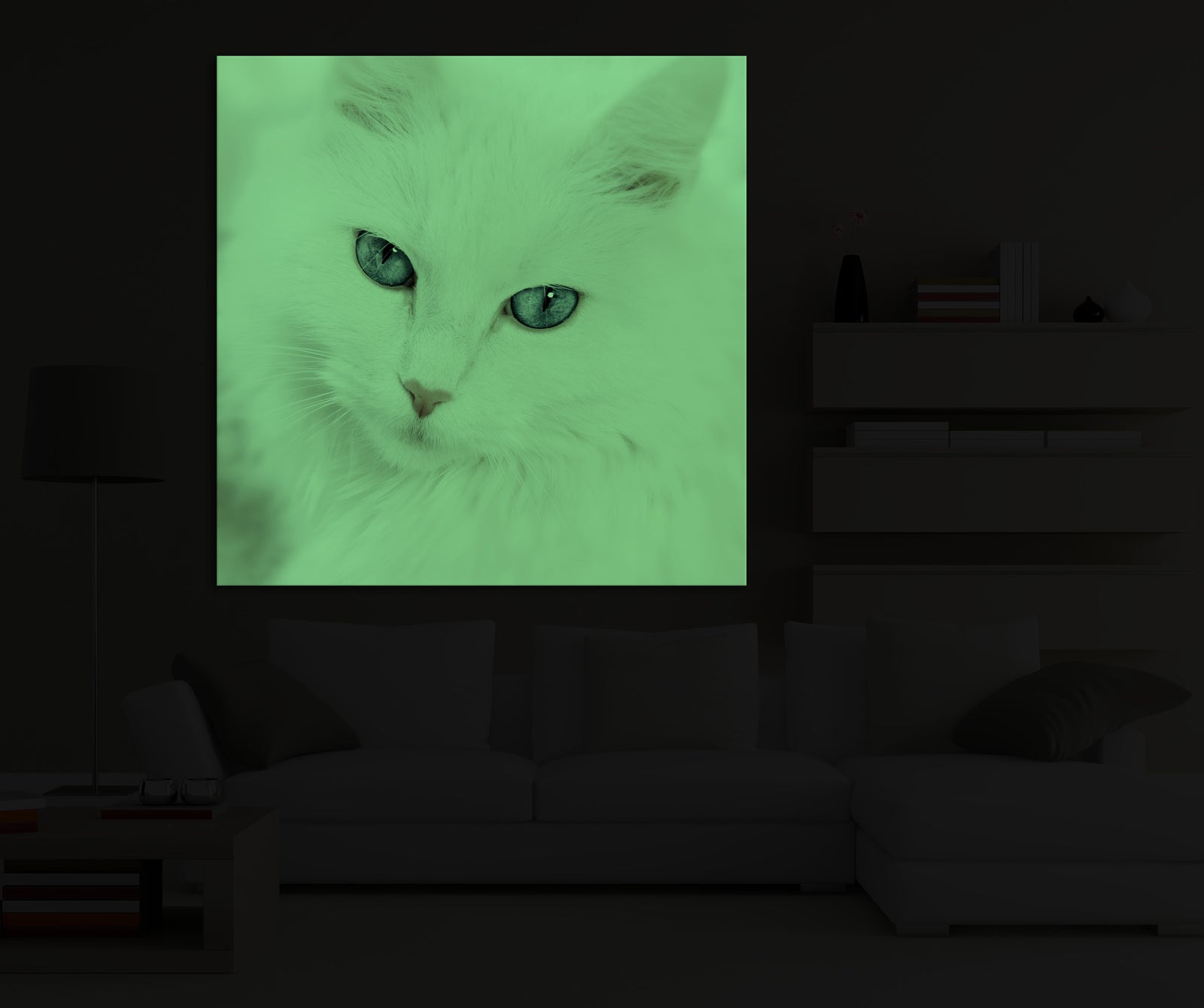 Animals No. 024, glowing in a room at night