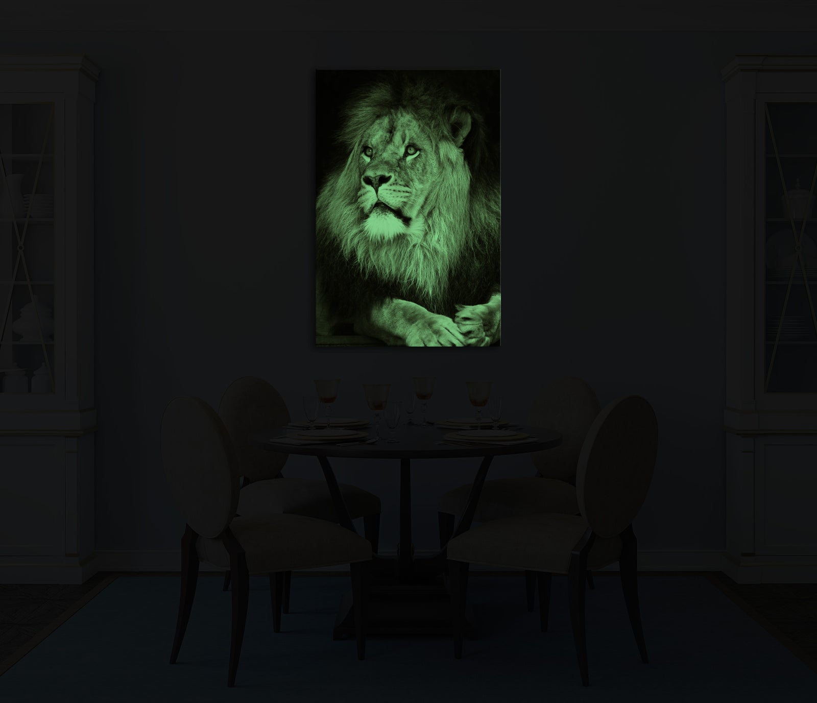 Animals No. 027, glowing in a room at night