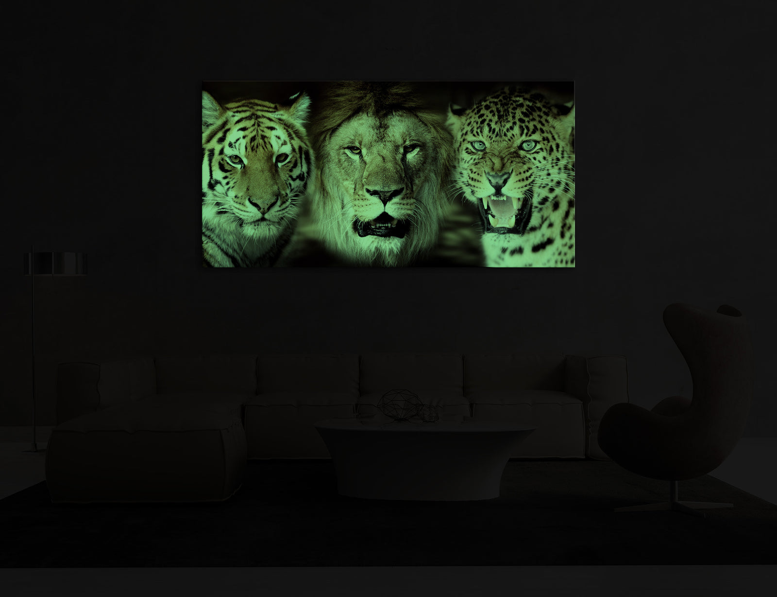 Animals No. 029, glowing in a room at night