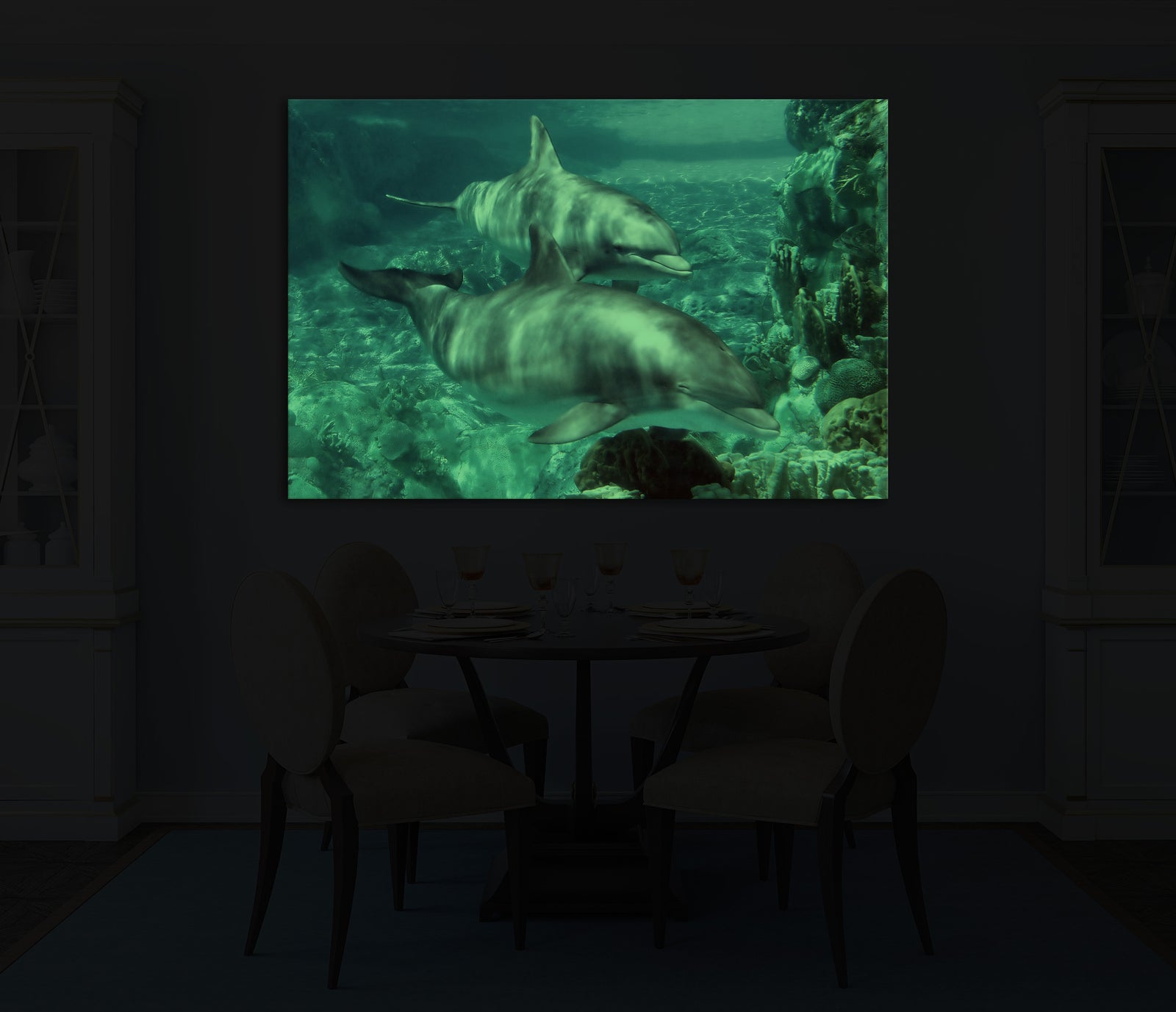 Animals No. 030, glowing in a room at night
