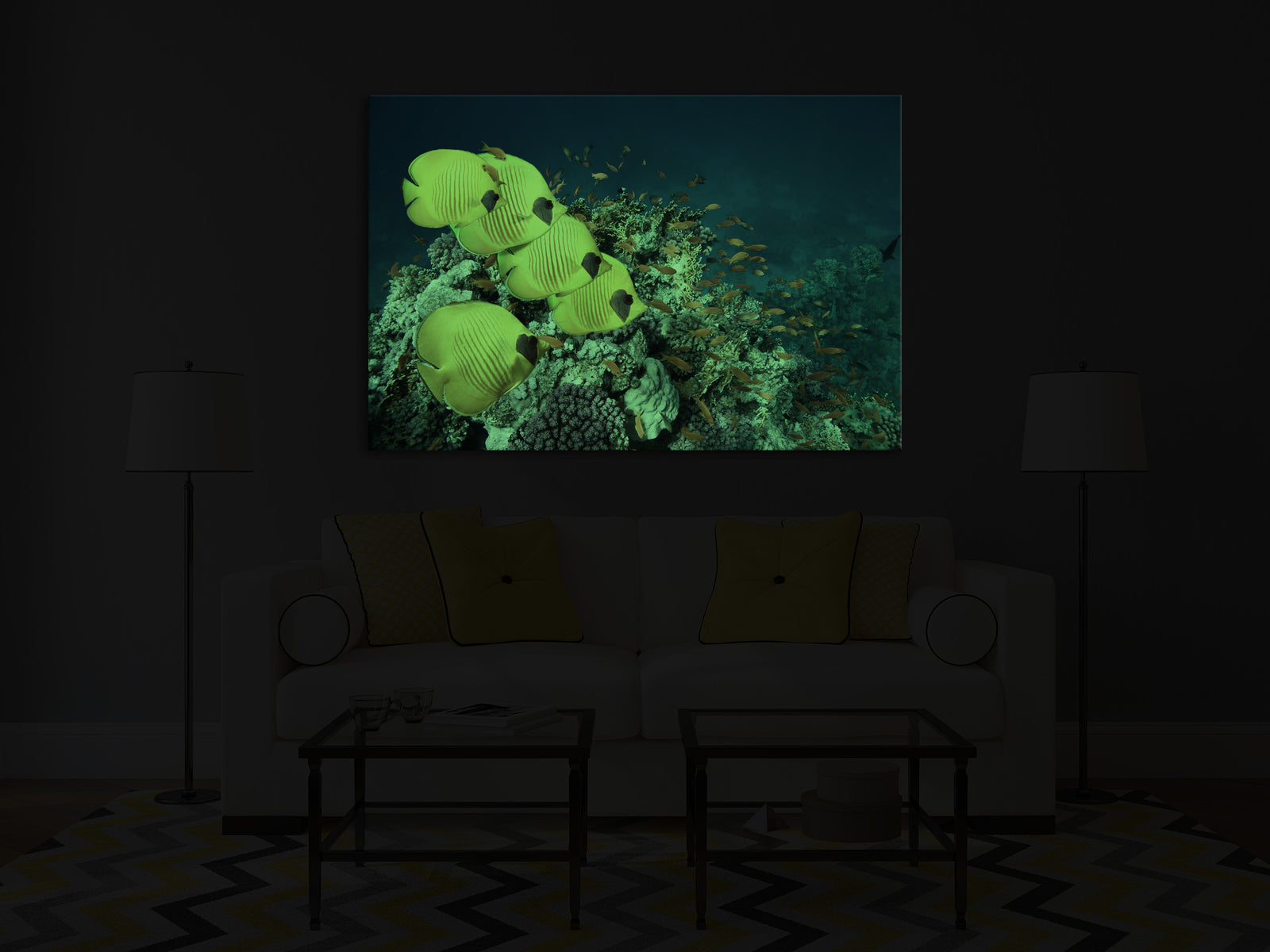 Animals No. 031, glowing in a room at night