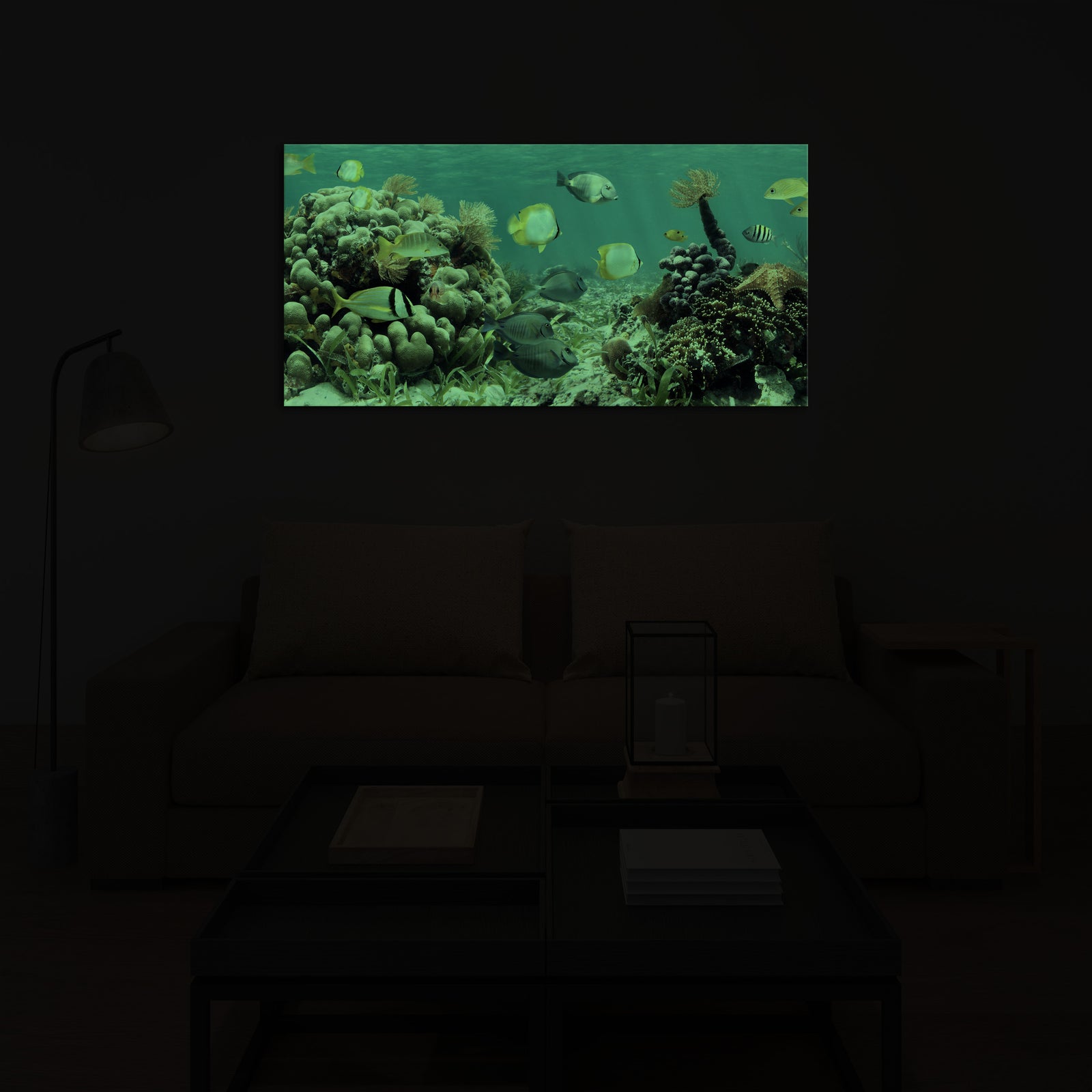 Animals No. 032, glowing in a room at night
