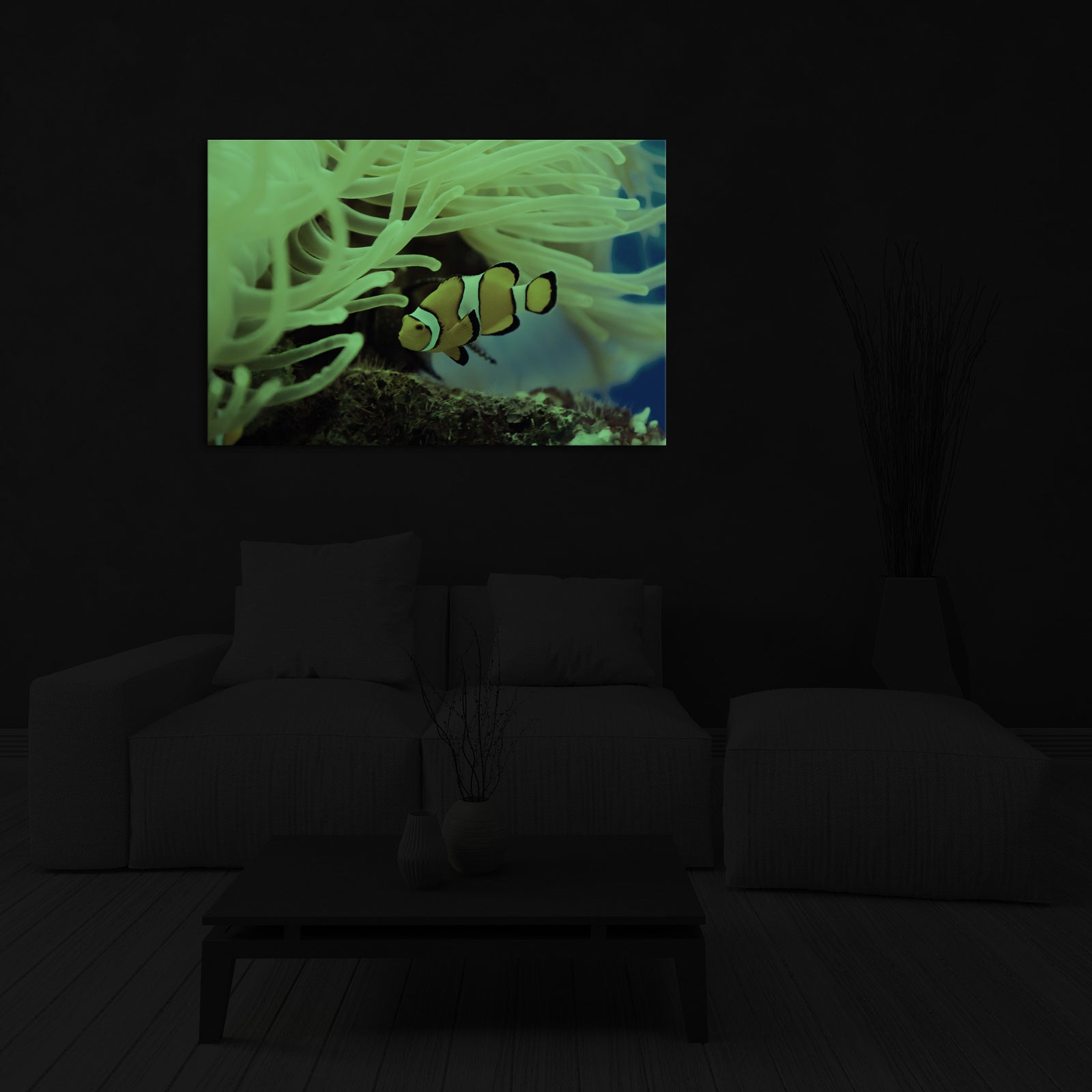 Animals No. 035, glowing in a room at night