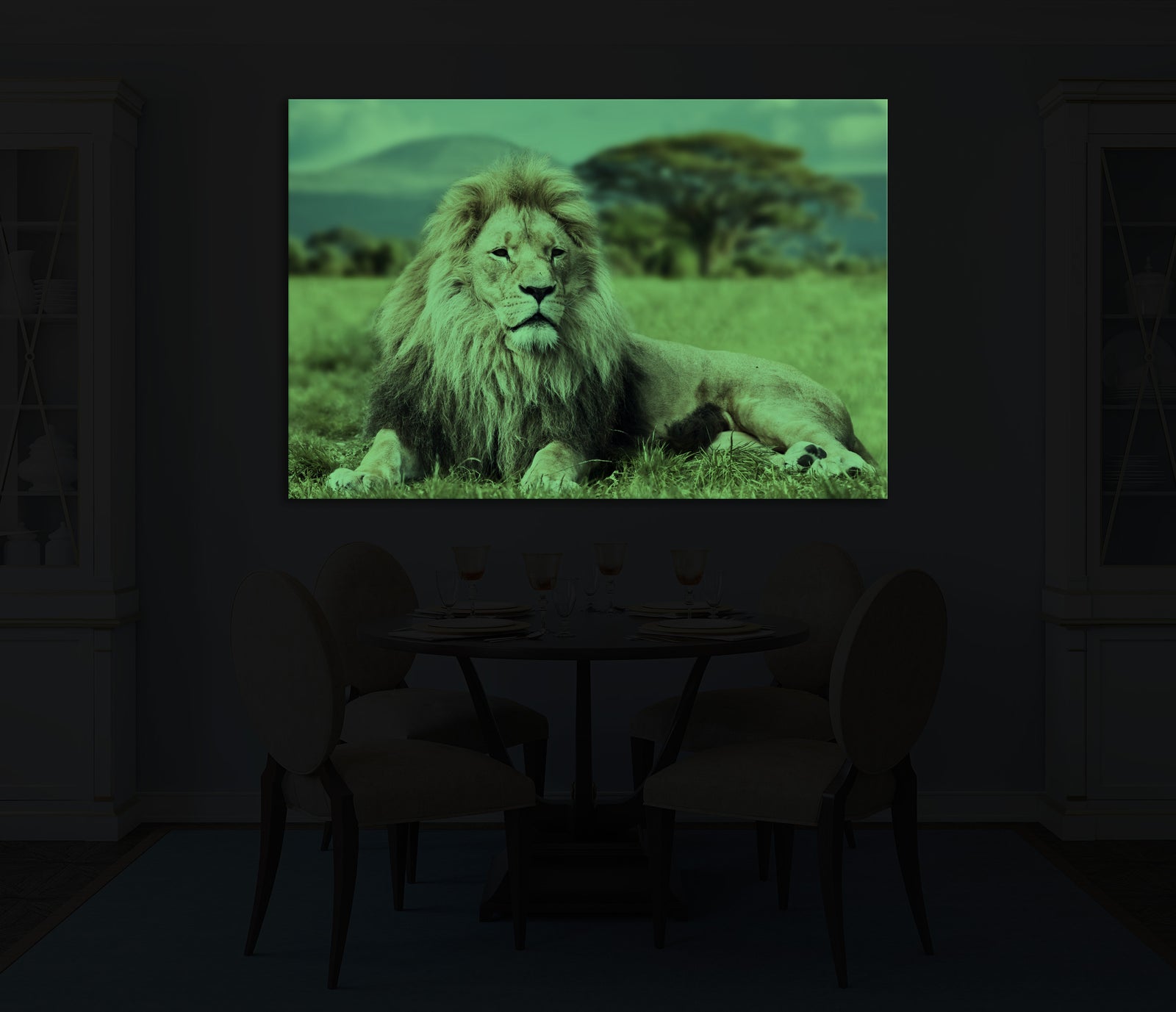 Animals No. 036, glowing in a room at night