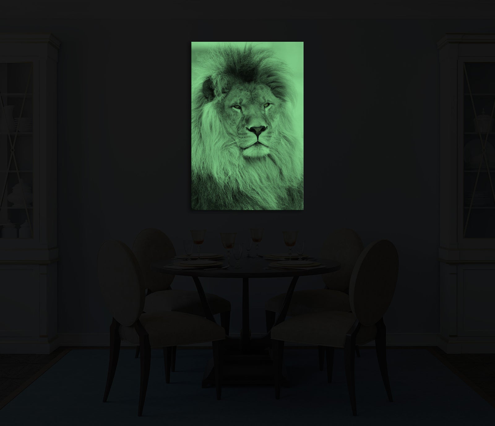 Animals No. 040, glowing in a room at night