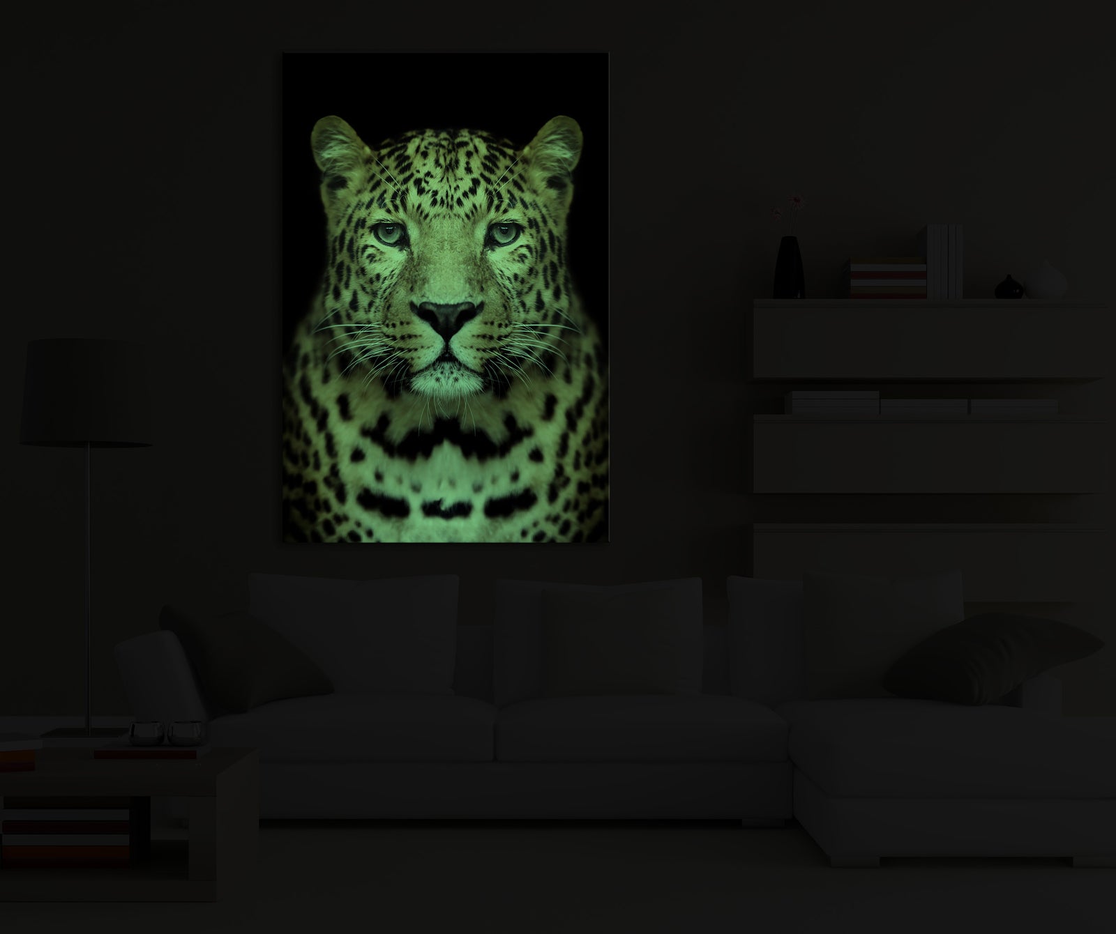 Animals No. 041, glowing in a room at night