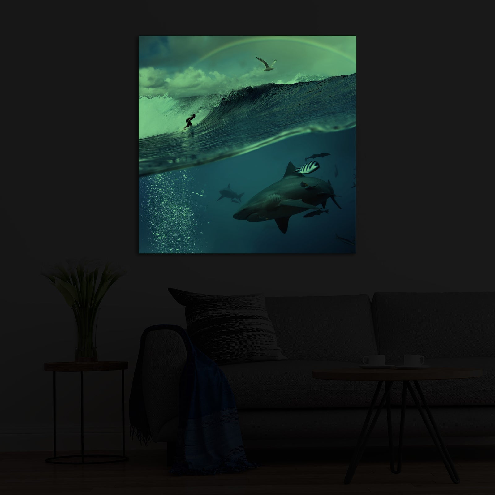 Animals No. 042, glowing in a room at night