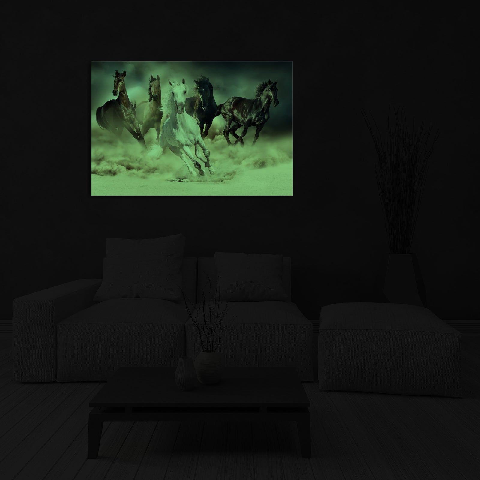 Animals No. 043, glowing in a room at night