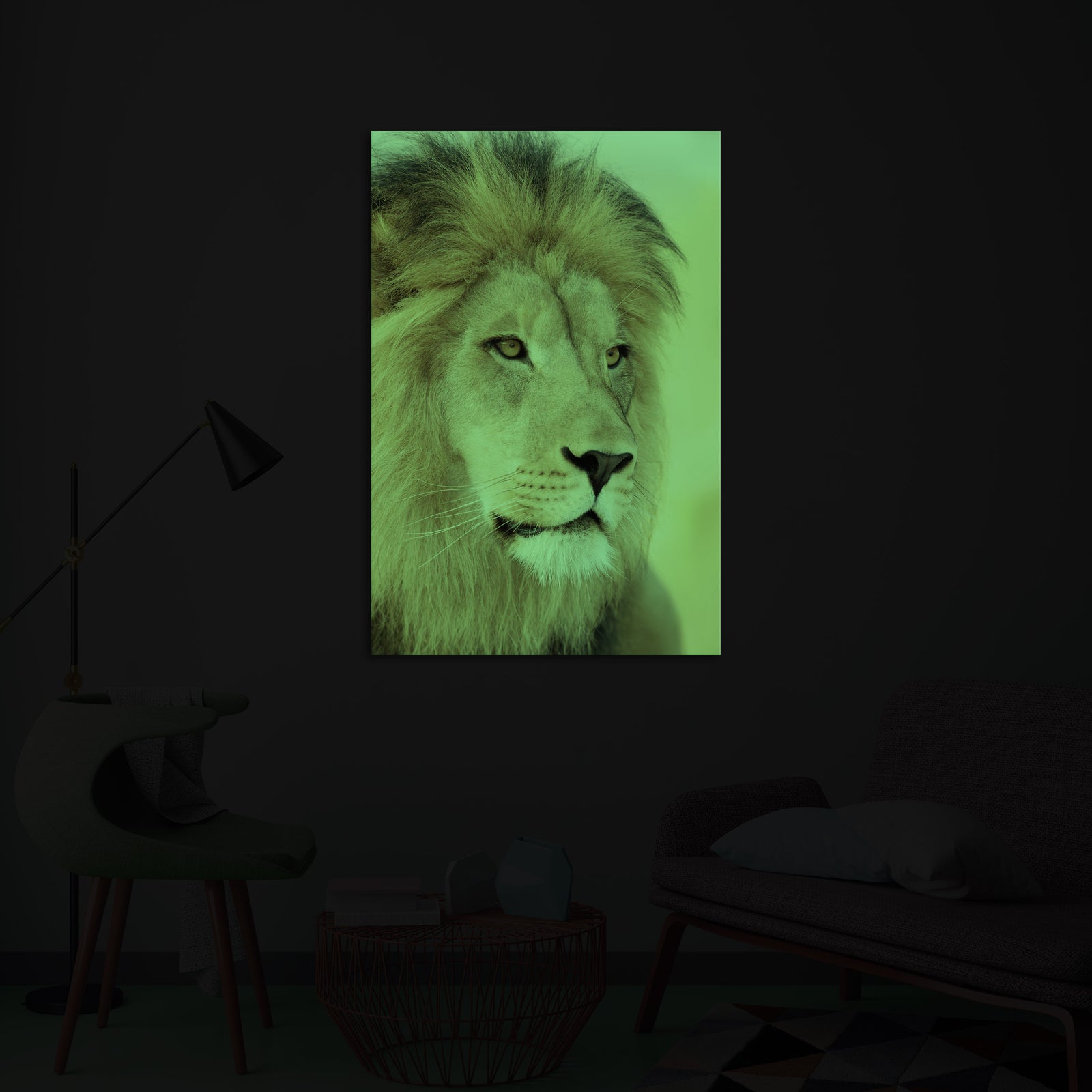 Animals No. 046, glowing in a room at night