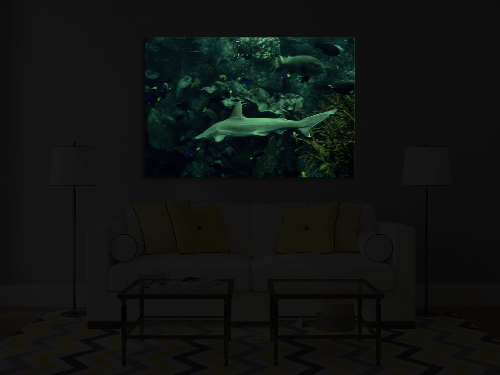 Animals No. 047, glowing in a room at night