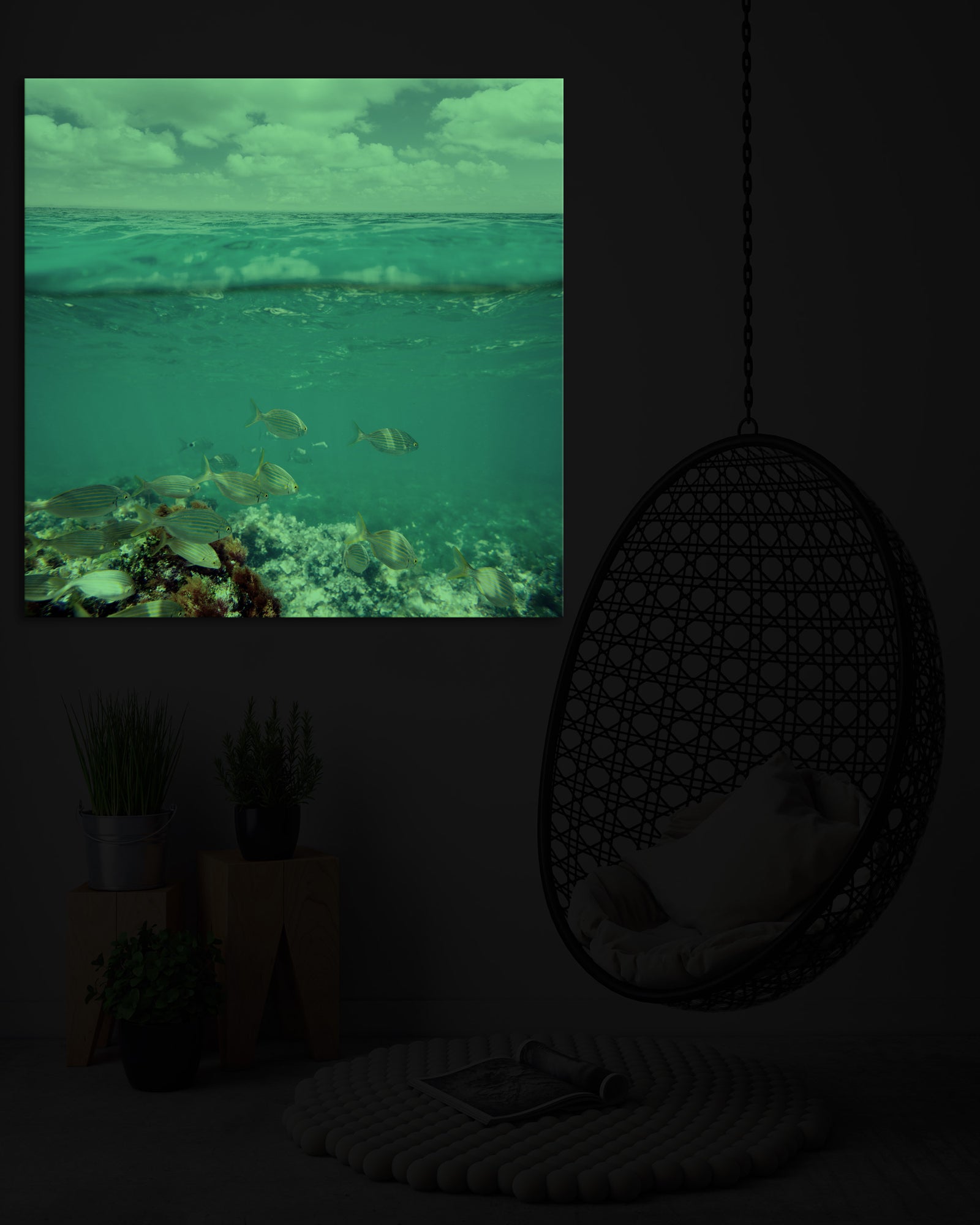 Animals No. 048, glowing in a room at night