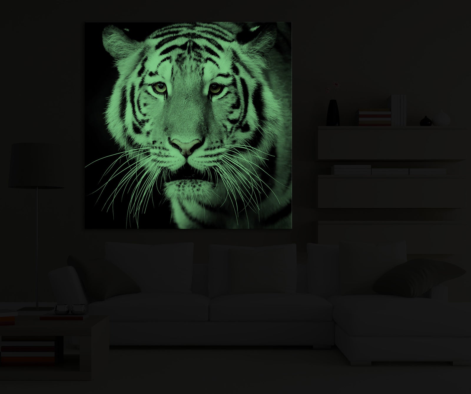 Animals No. 051, glowing in a room at night