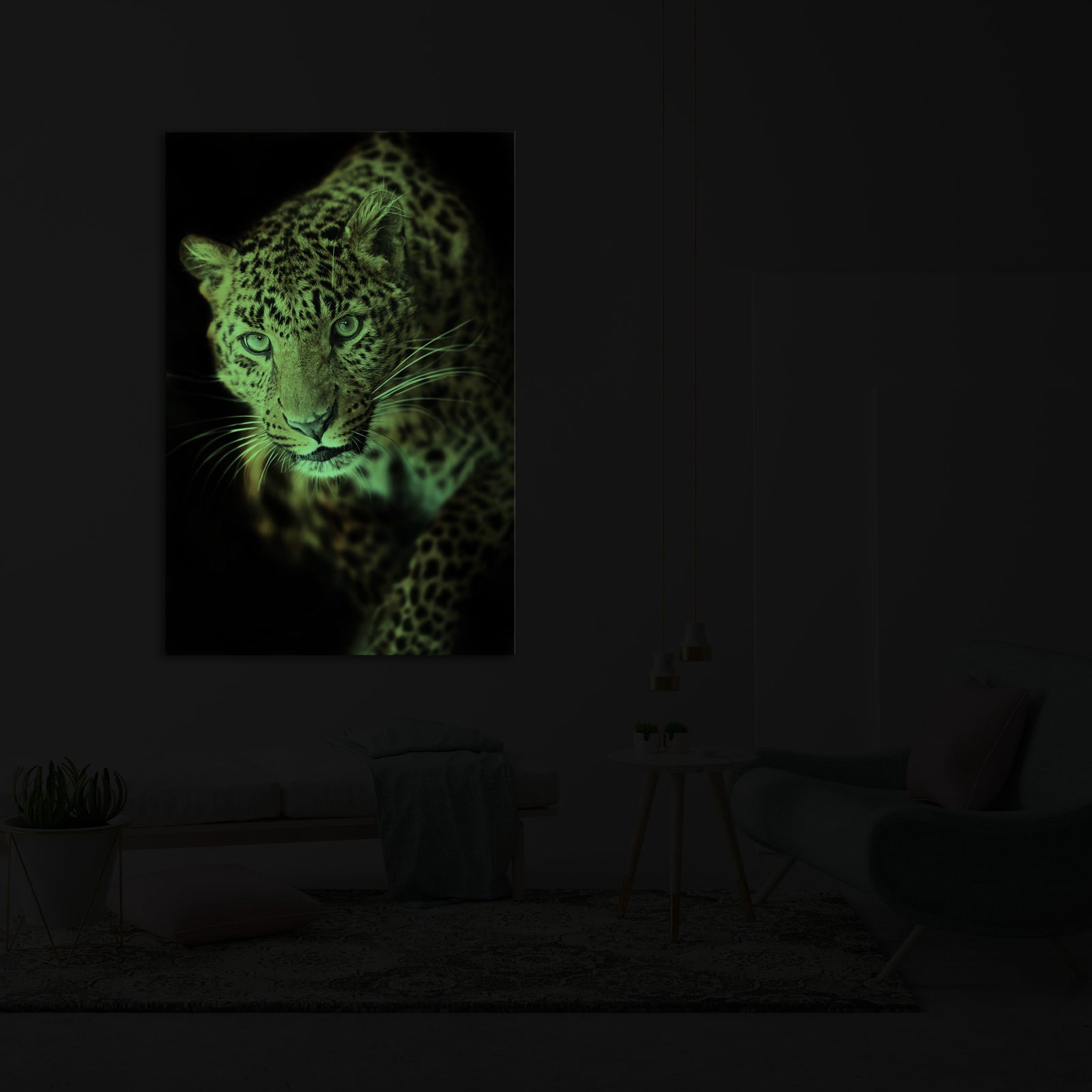 Animals No. 054, glowing in a room at night