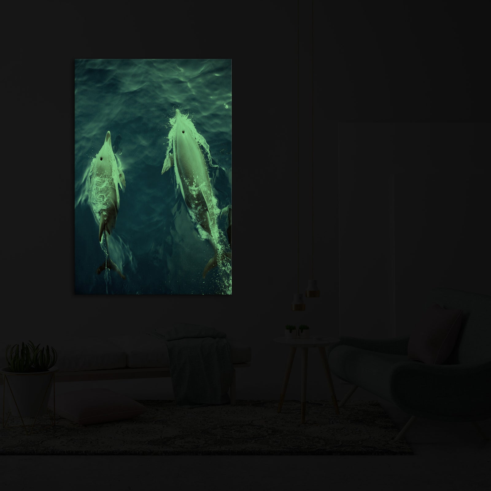 Animals No. 055, glowing in a room at night