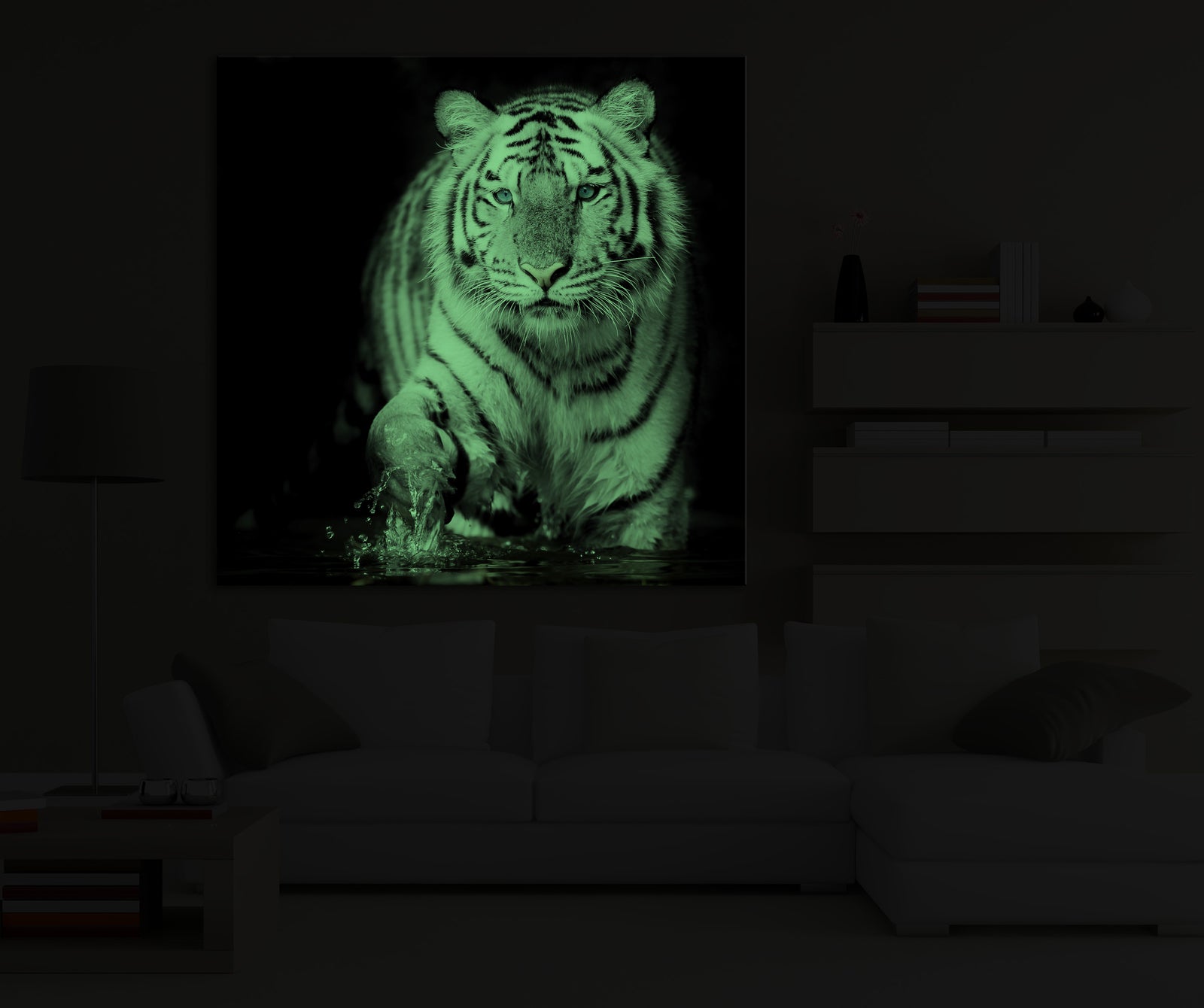Animals No. 056, glowing in a room at night