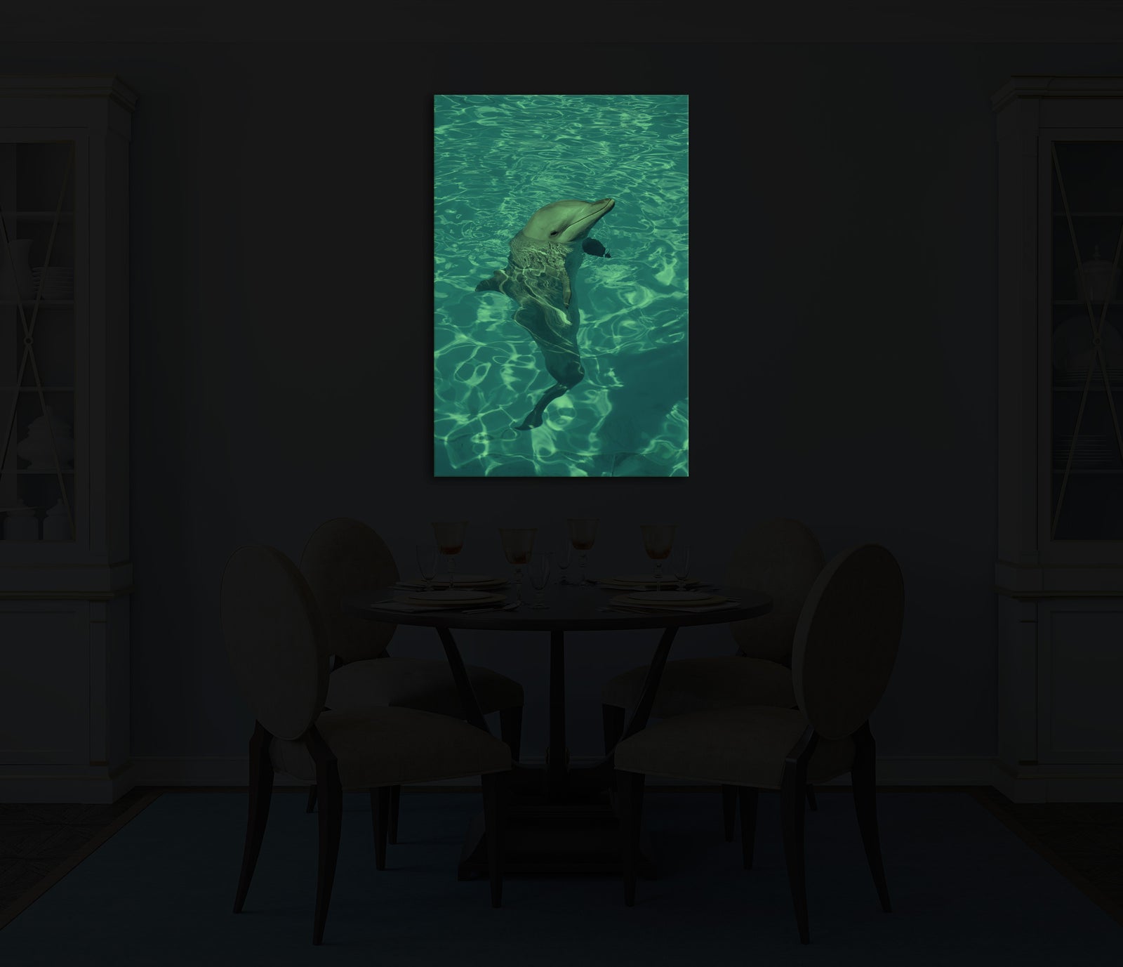 Animals No. 061, glowing in a room at night