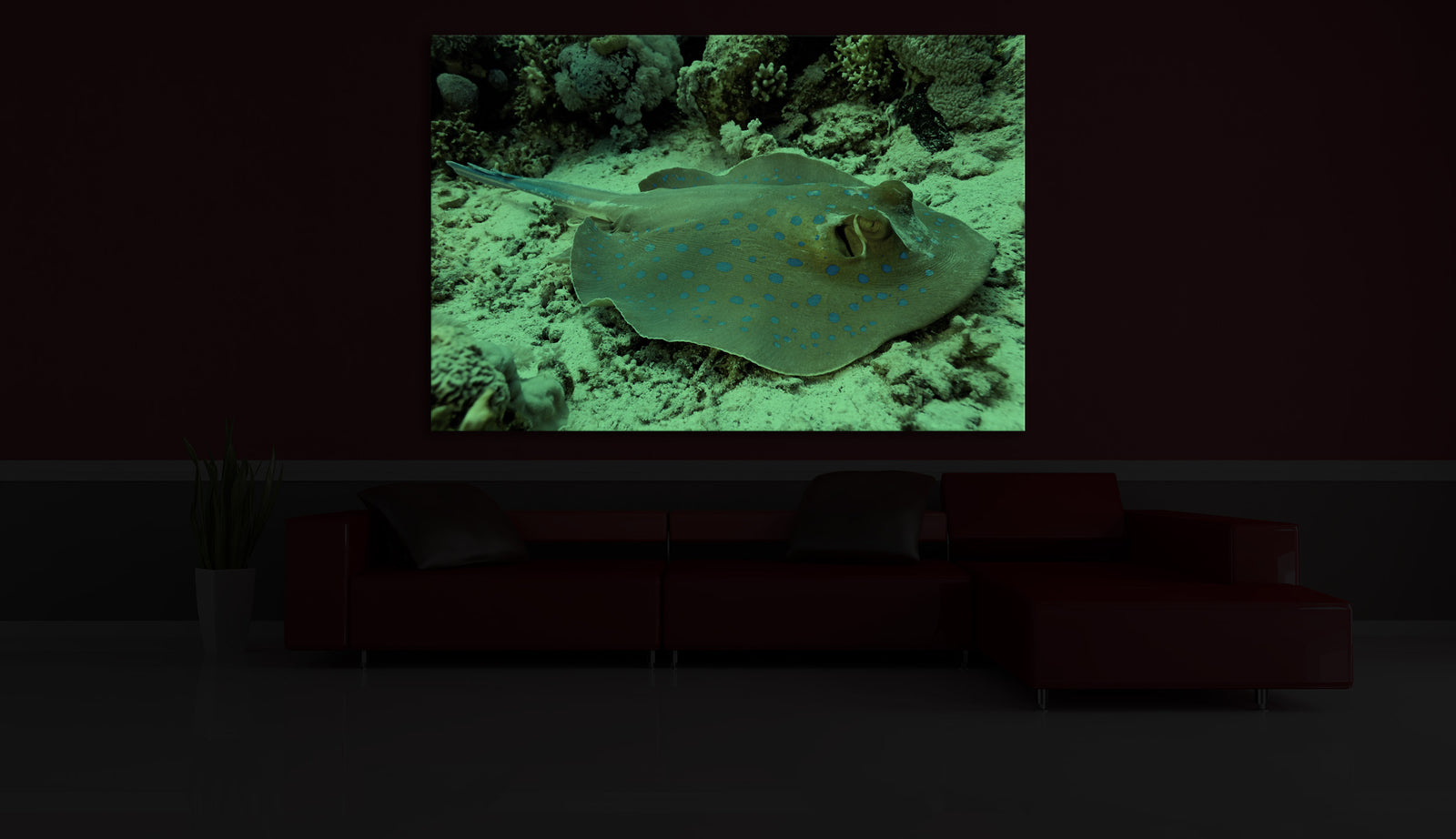 Animals No. 064, glowing in a room at night