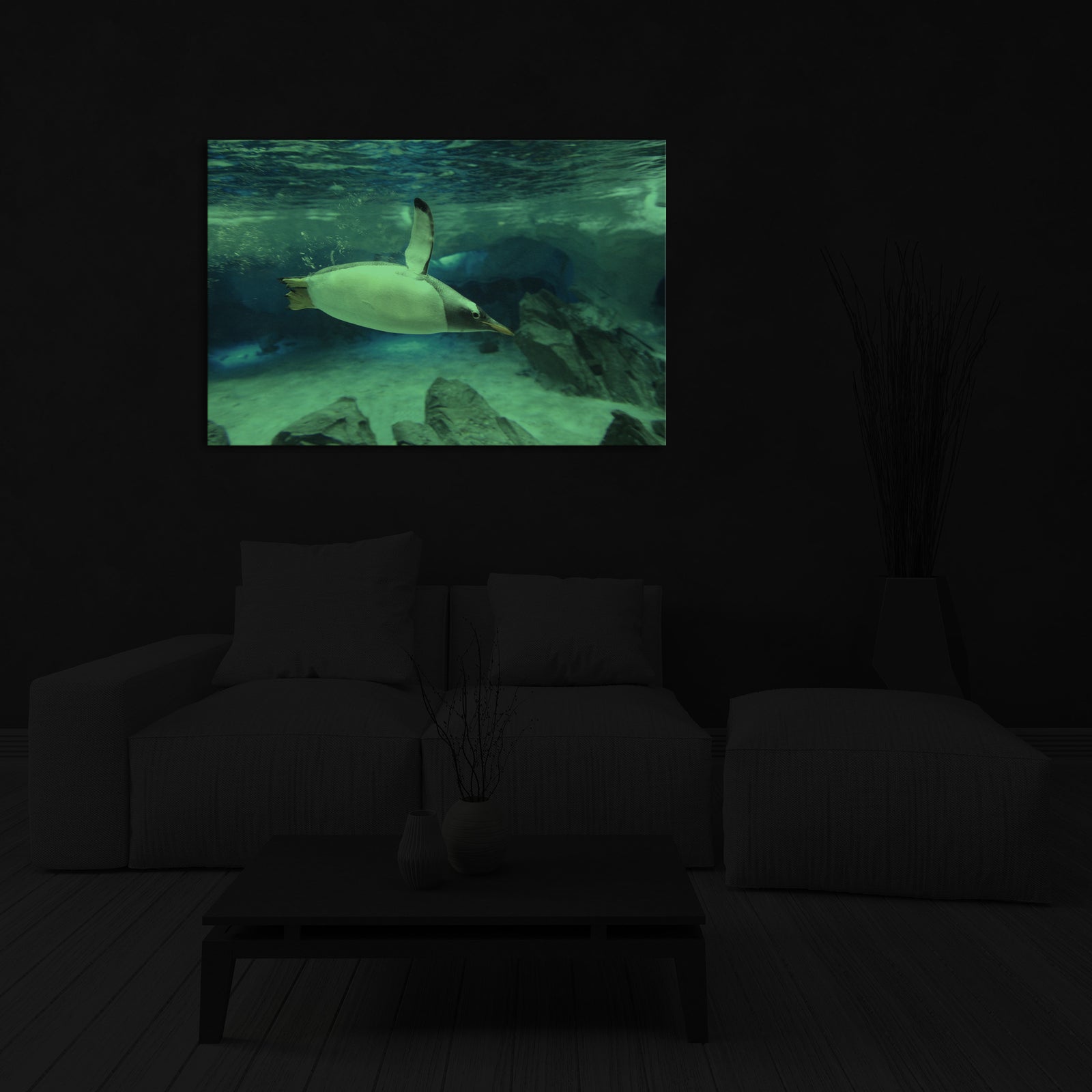 Animals No. 066, glowing in a room at night