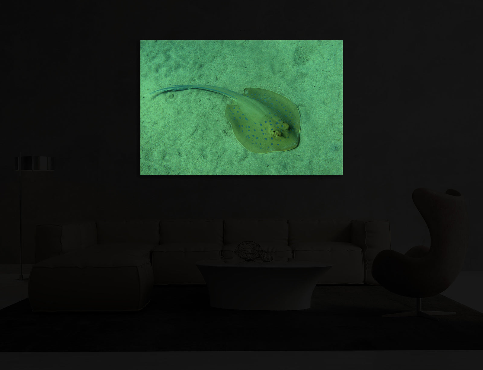 Animals No. 067, glowing in a room at night
