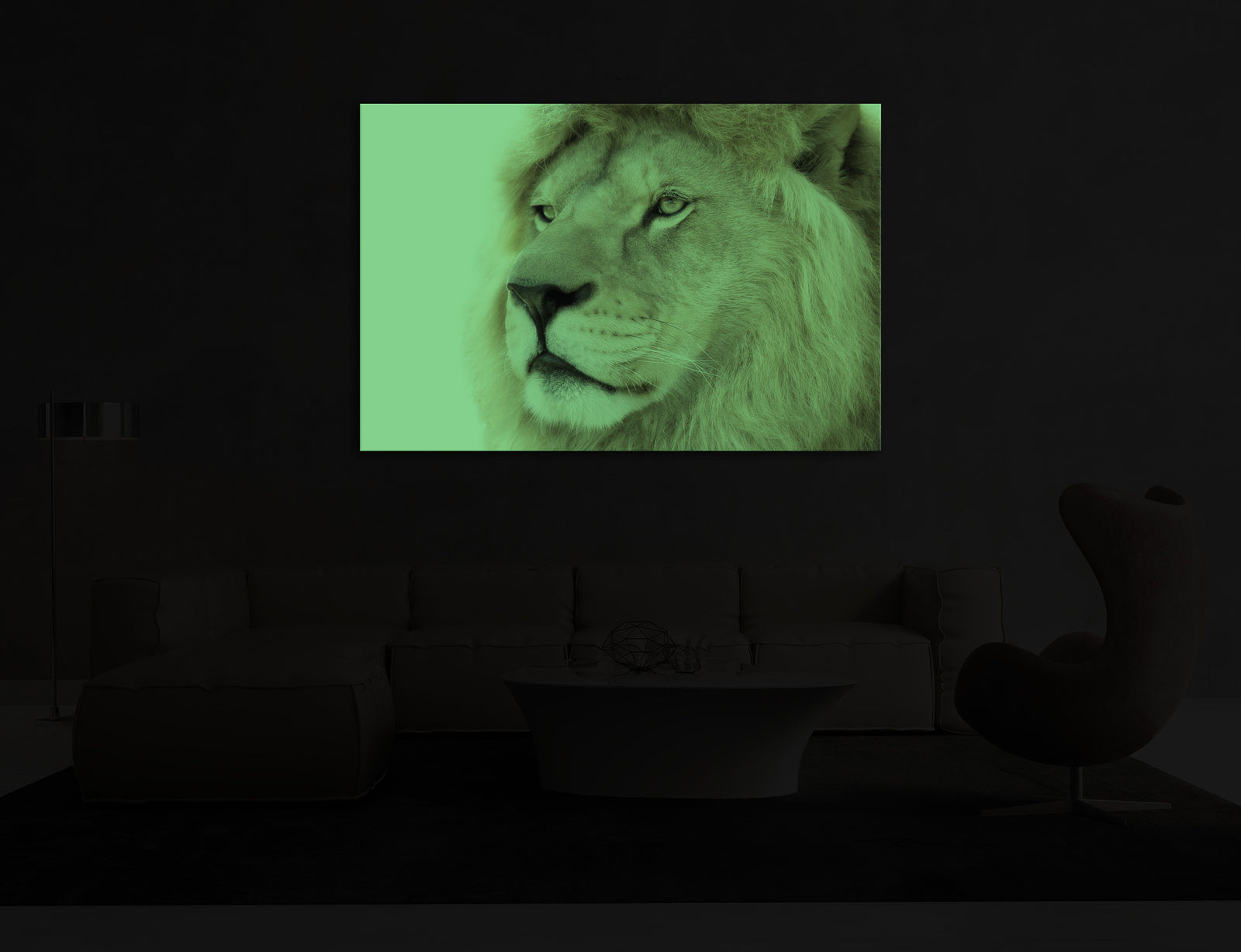 Animals No. 073, glowing in a room at night