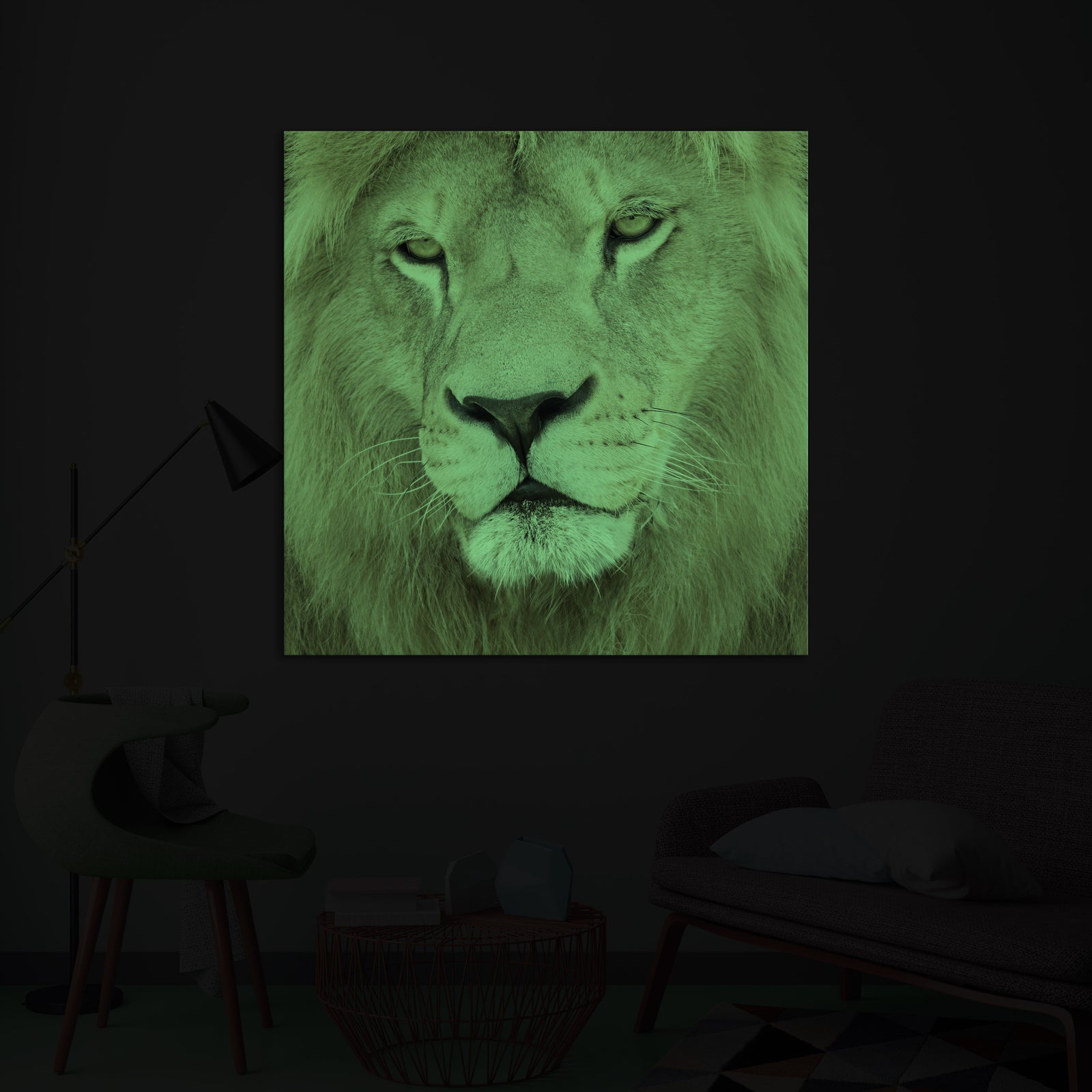 Animals No. 075, glowing in a room at night