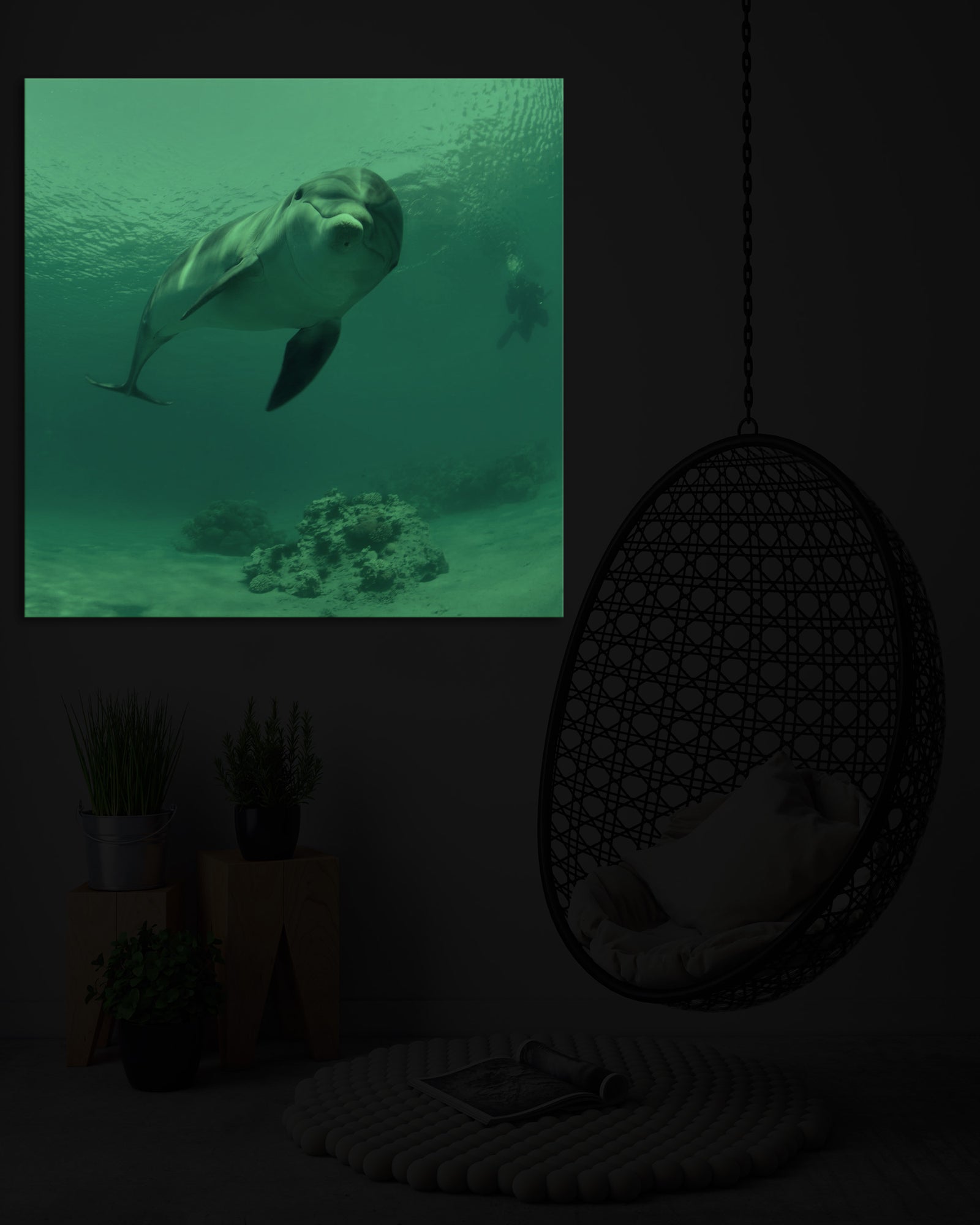 Animals No. 079, glowing in a room at night