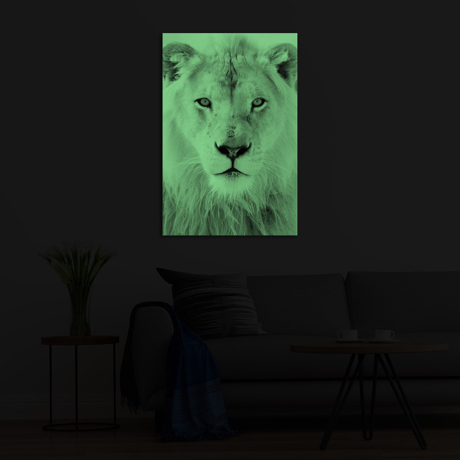 Animals No. 081, glowing in a room at night