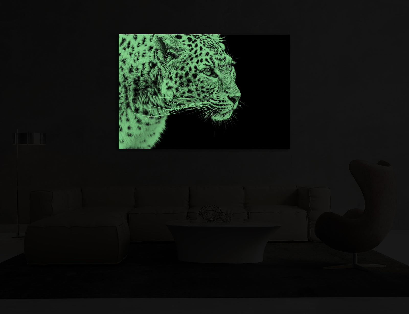 Animals No. 083, glowing in a room at night