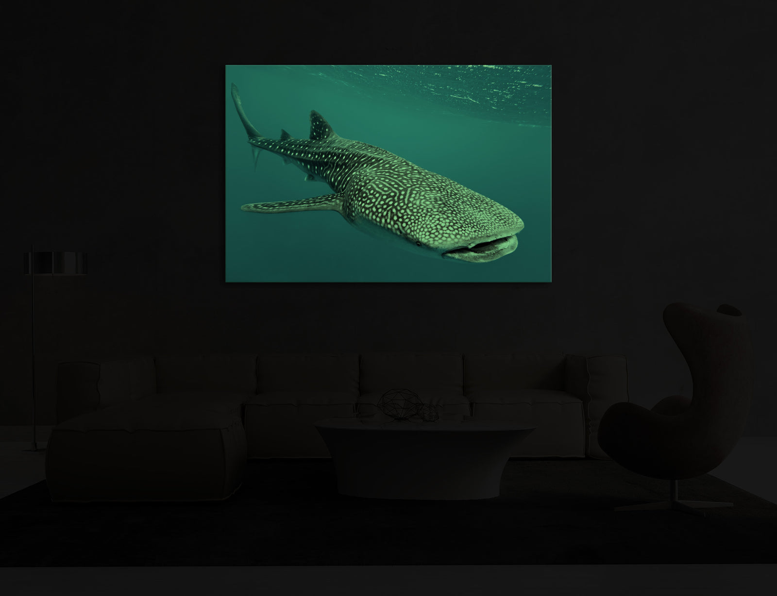 Animals No. 084, glowing in a room at night