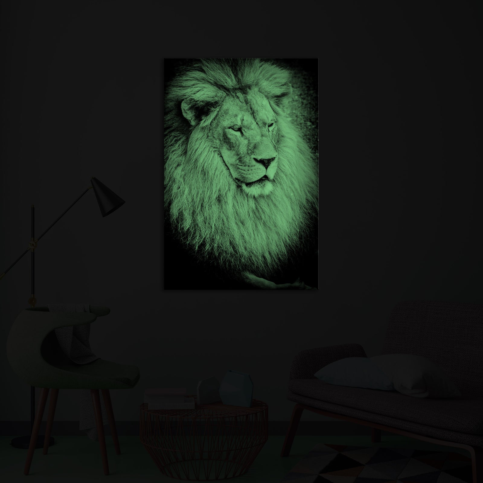Animals No. 087, glowing in a room at night