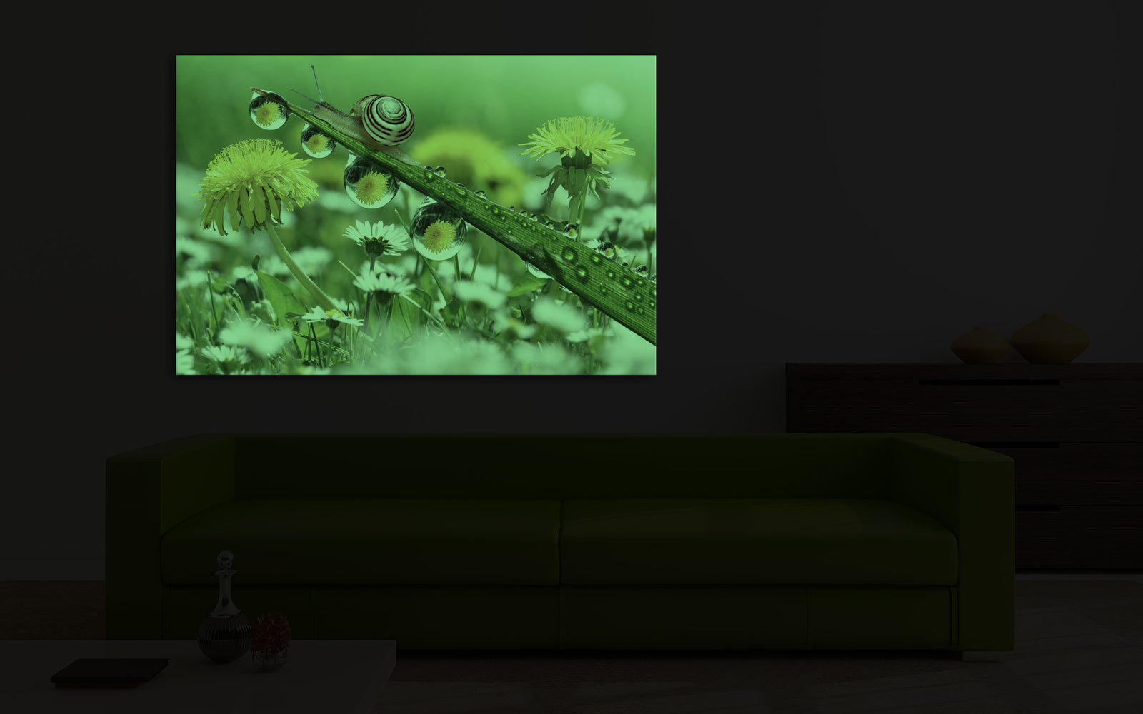Animals No. 091, glowing in a room at night
