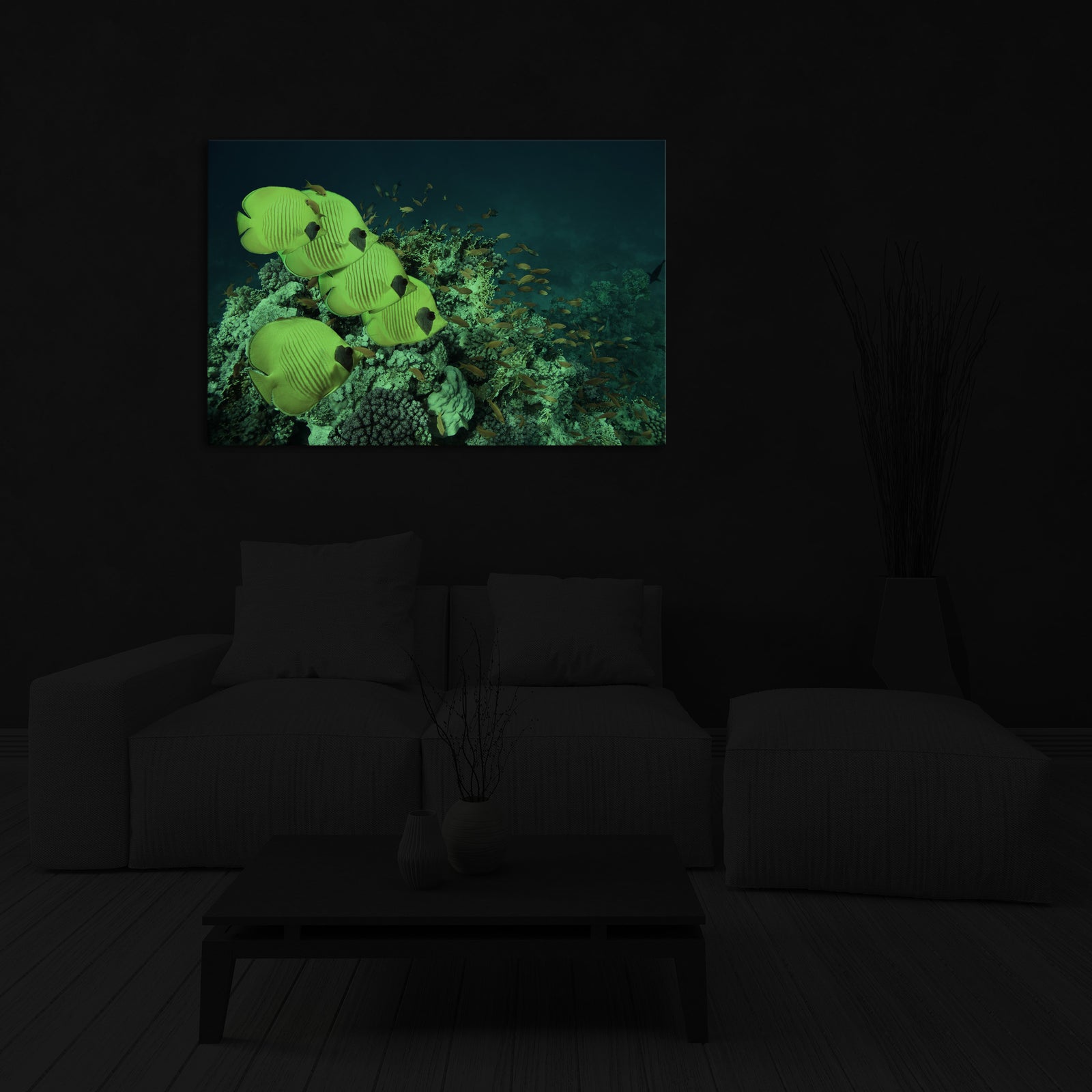 Animals No. 096, glowing in a room at night