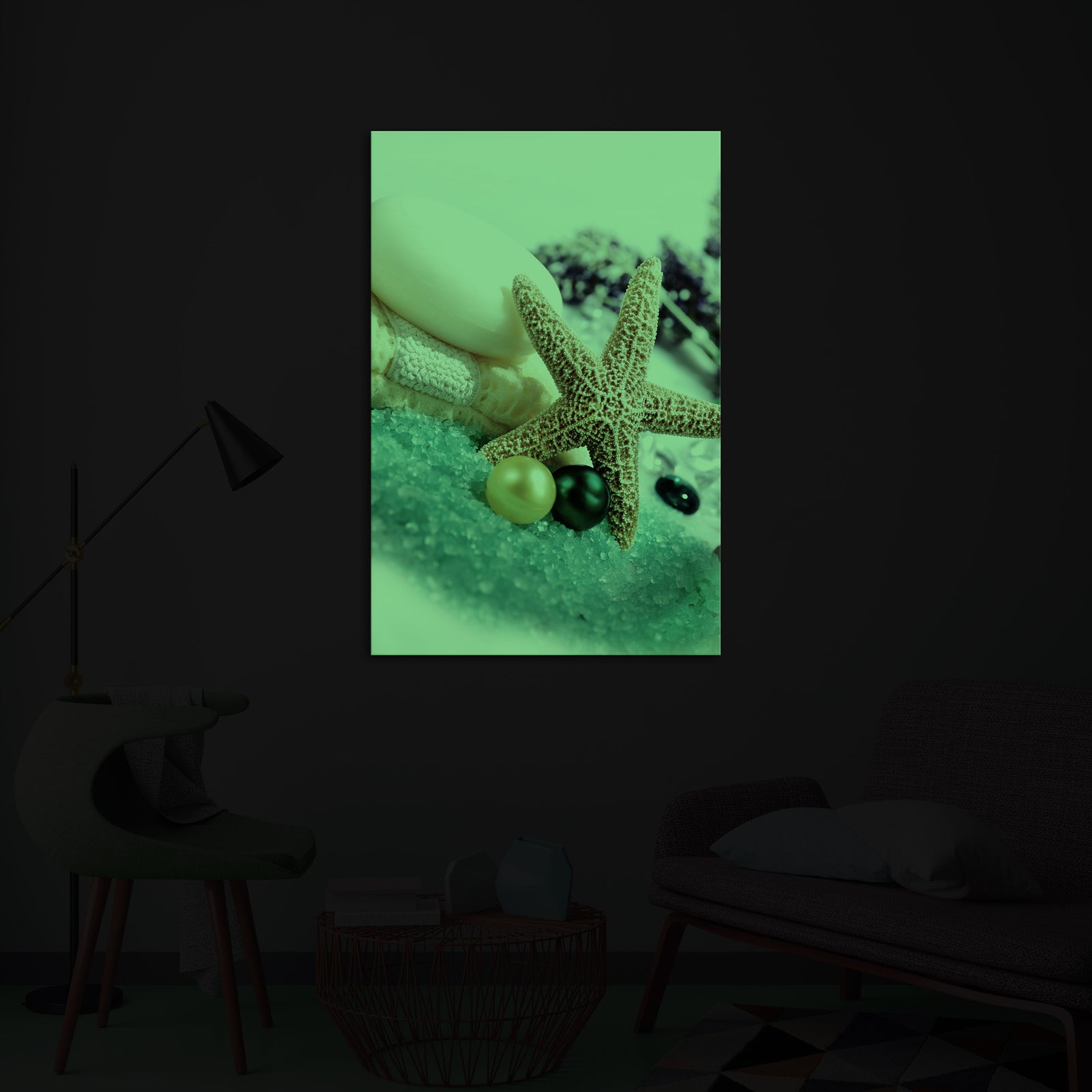 Animals No. 098, glowing in a room at night