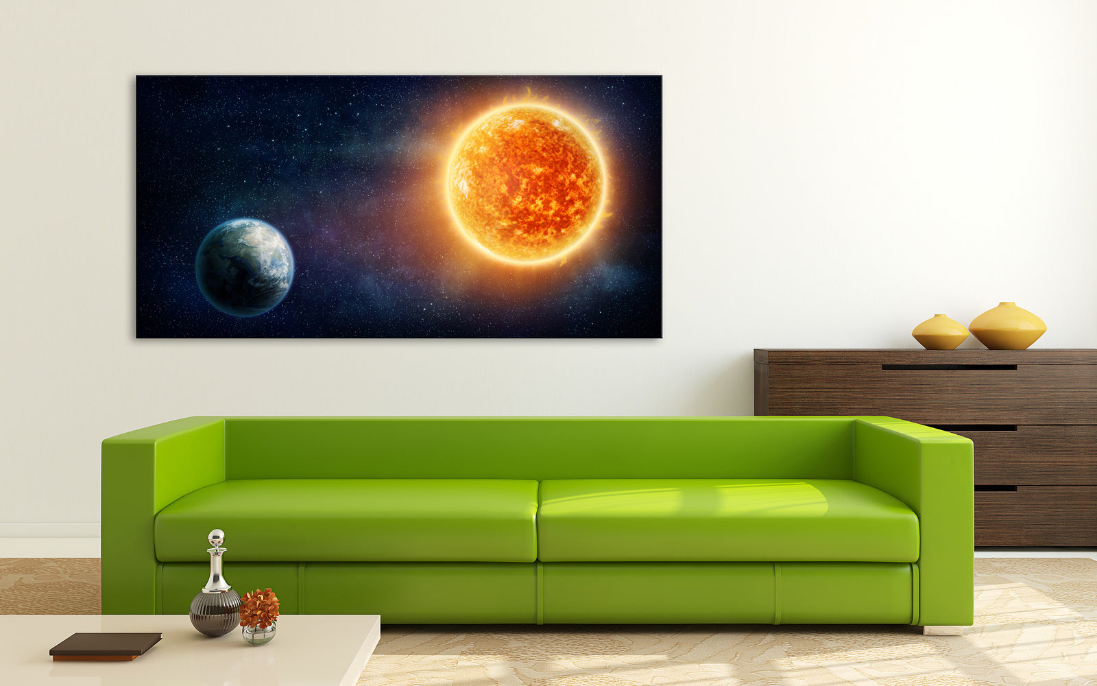 Cosmos No. 003, shown framed in a room by day