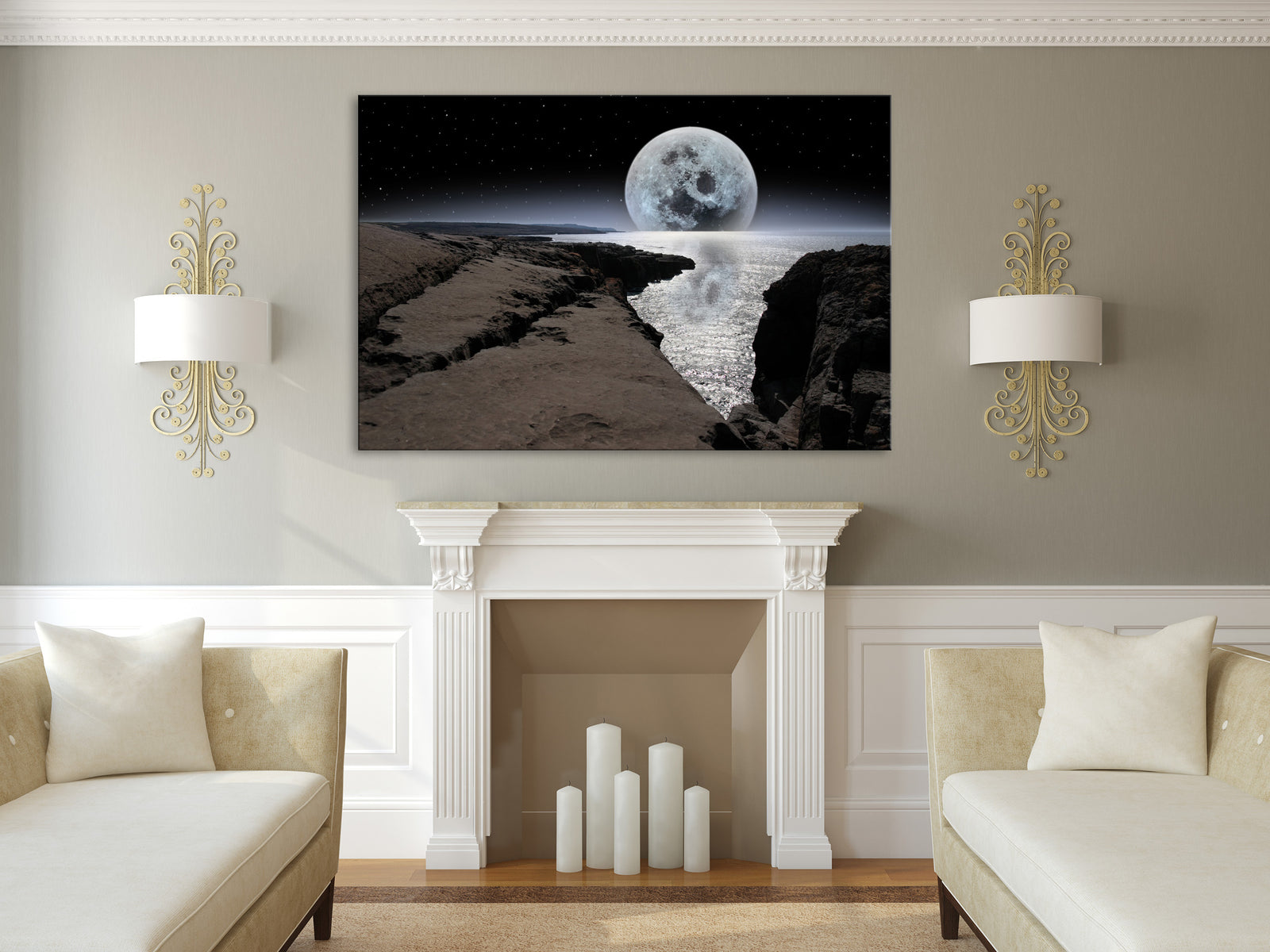 Cosmos No. 012, shown framed in a room by day