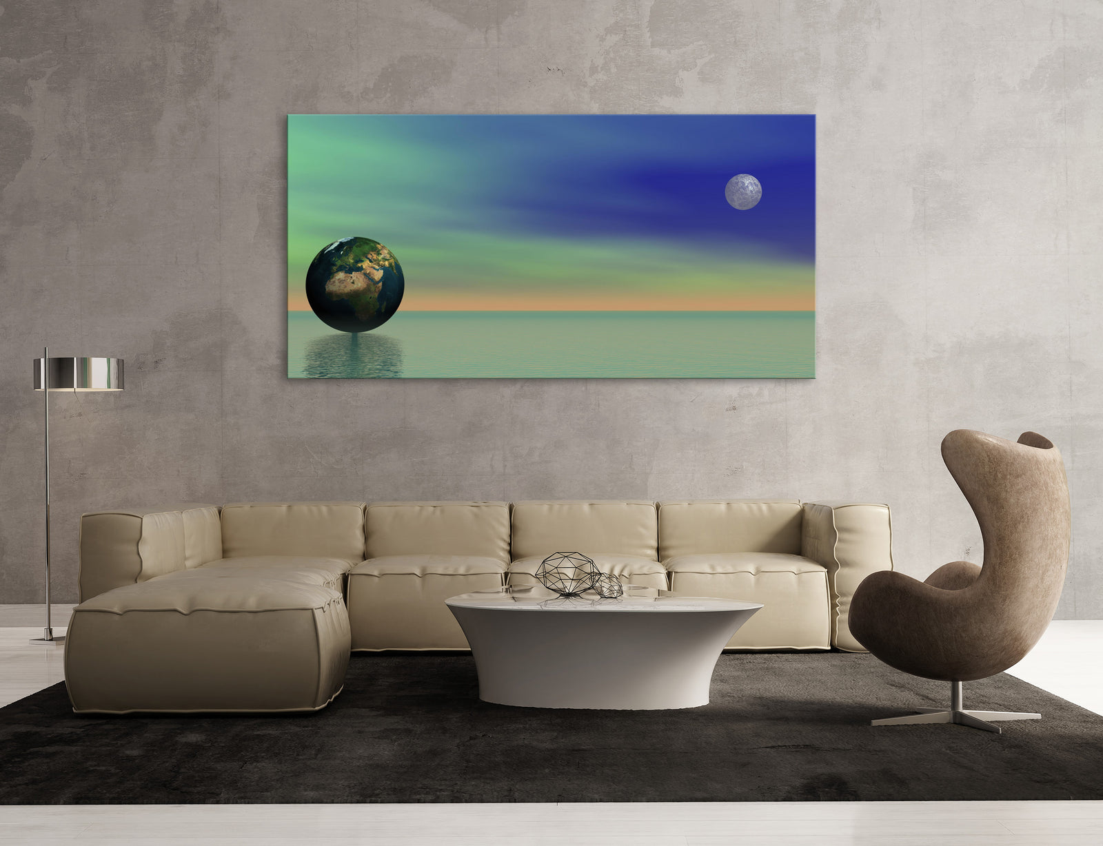 Cosmos No. 013, shown framed in a room by day