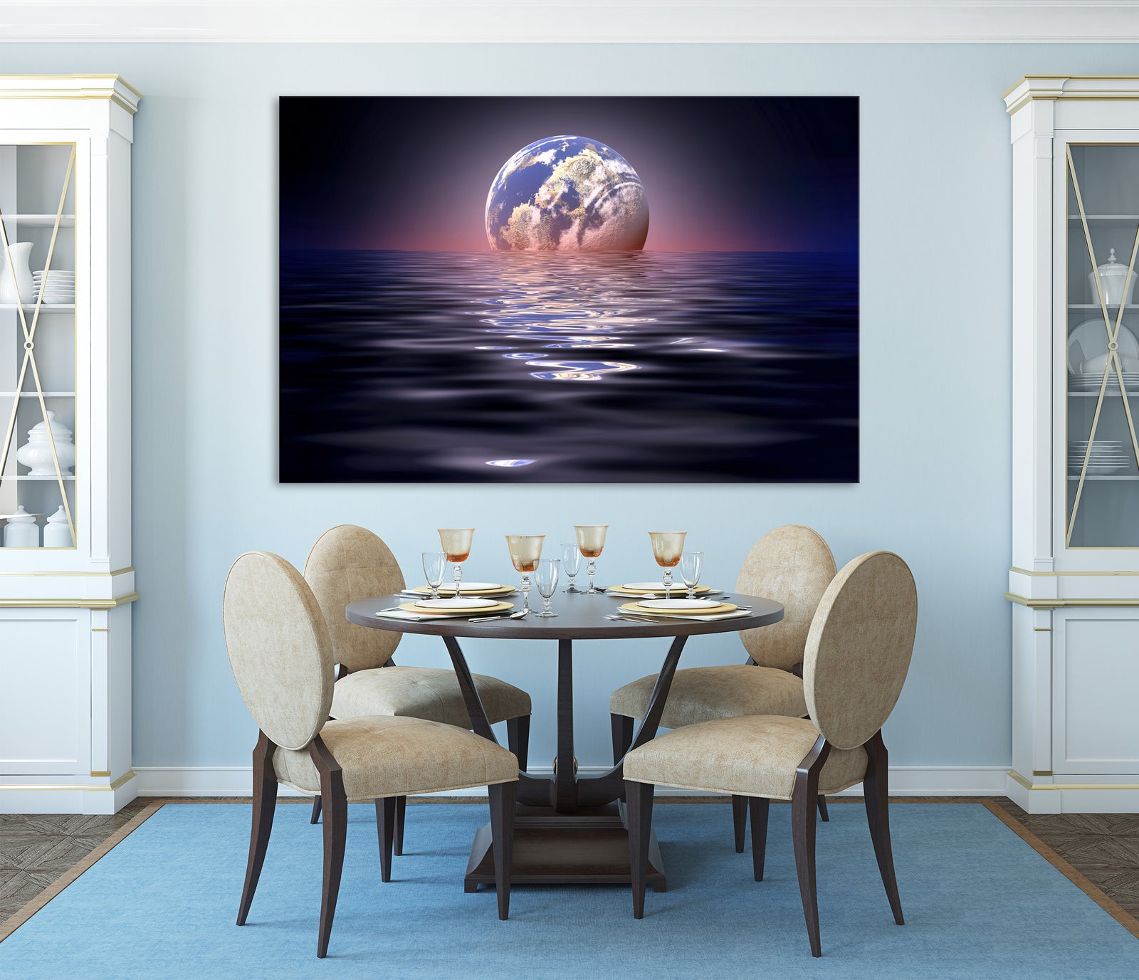 Cosmos No. 014, shown framed in a room by day