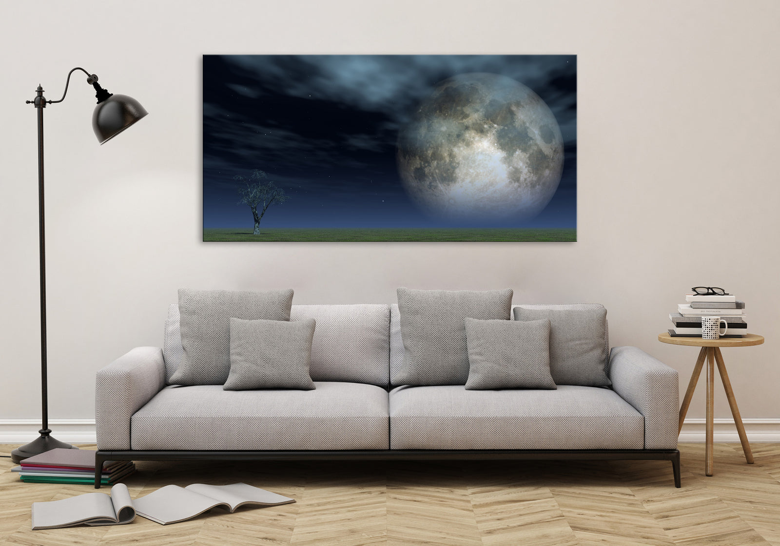 Cosmos No. 021, shown framed in a room by day