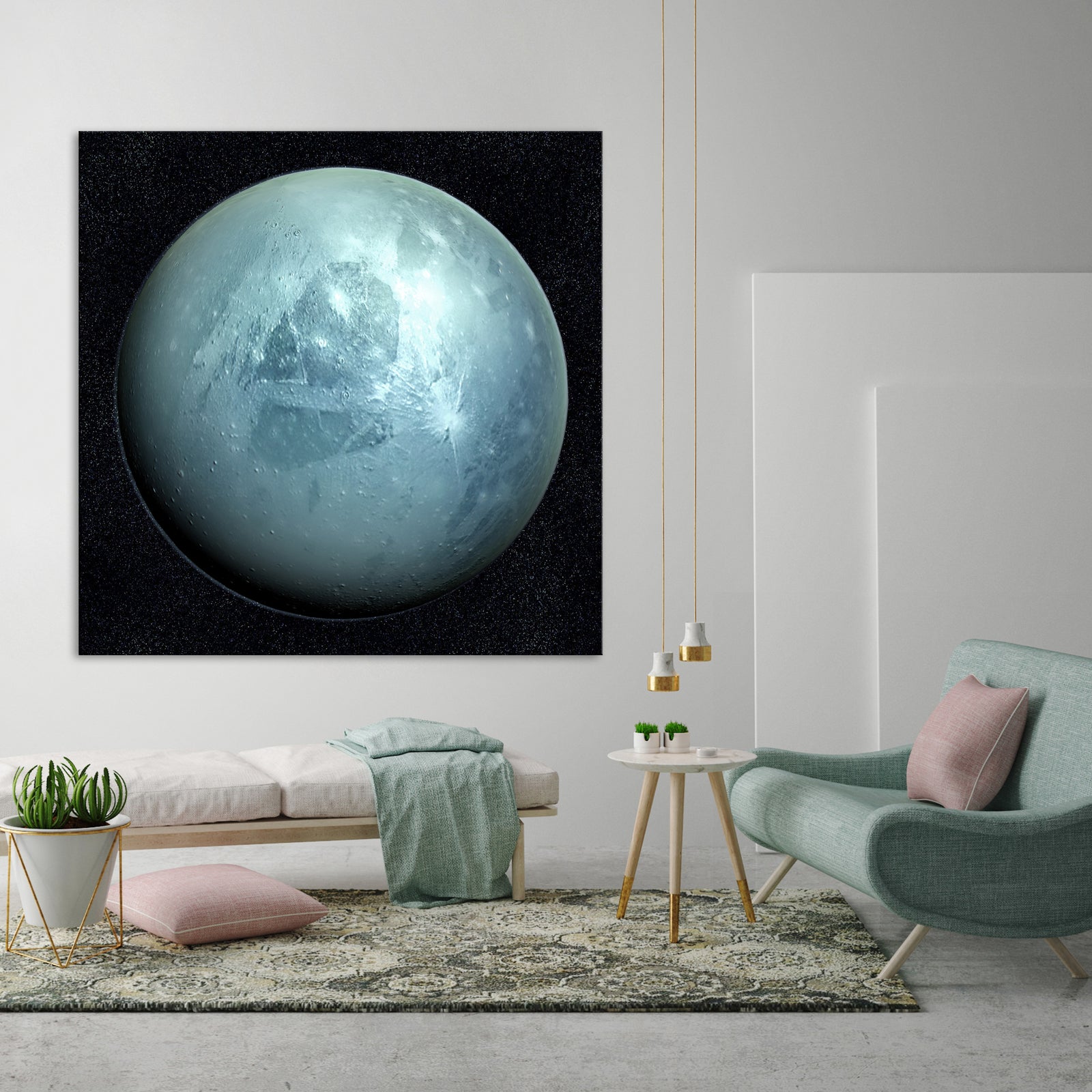 Cosmos No. 031, shown framed in a room by day