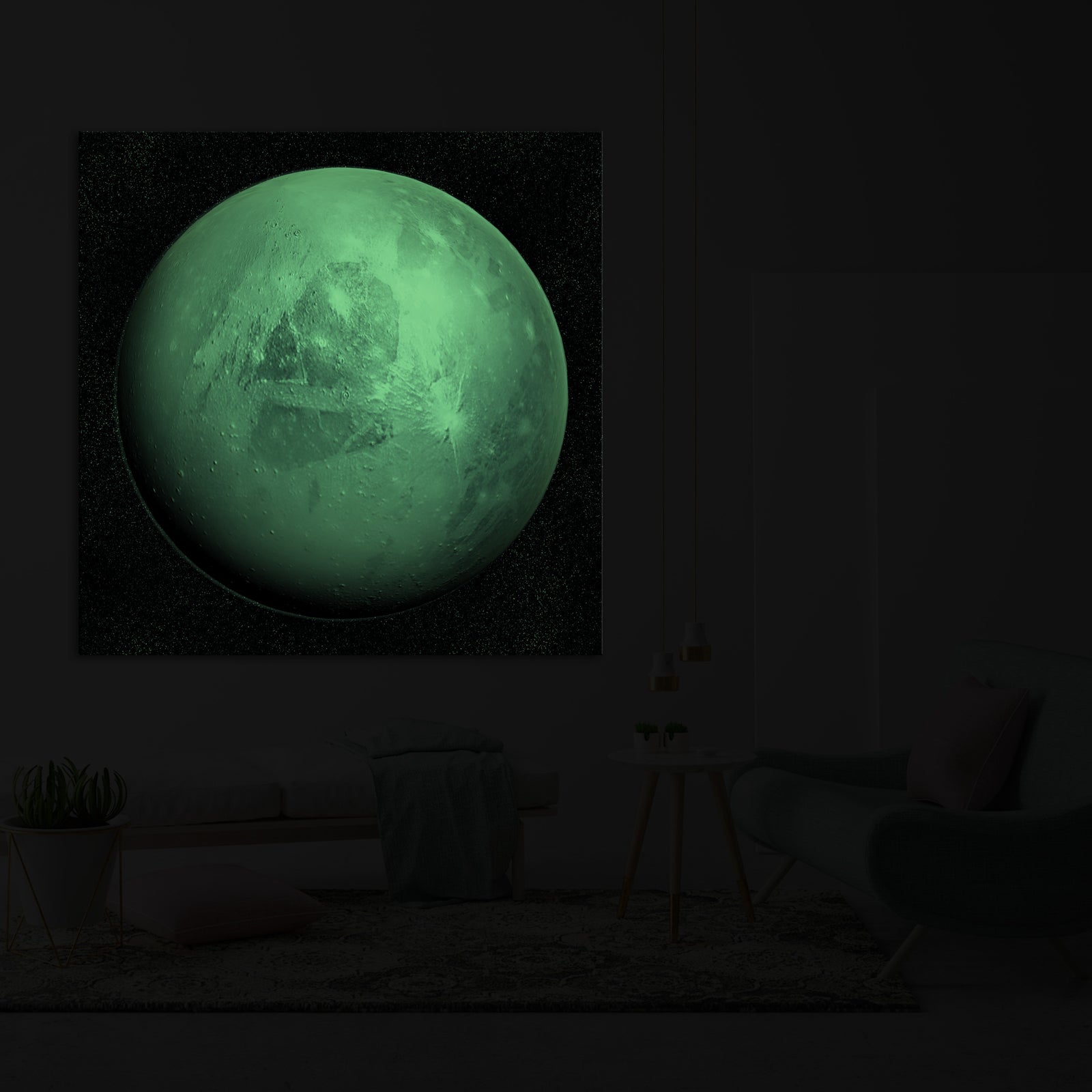 Cosmos No. 031, glowing in a room at night